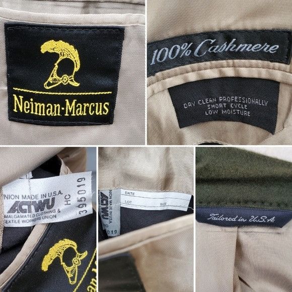 Vintage Vintage 70s Neiman Marcus Olive Green 100% Cashmere Blazer L Size 44R - 6 Thumbnail