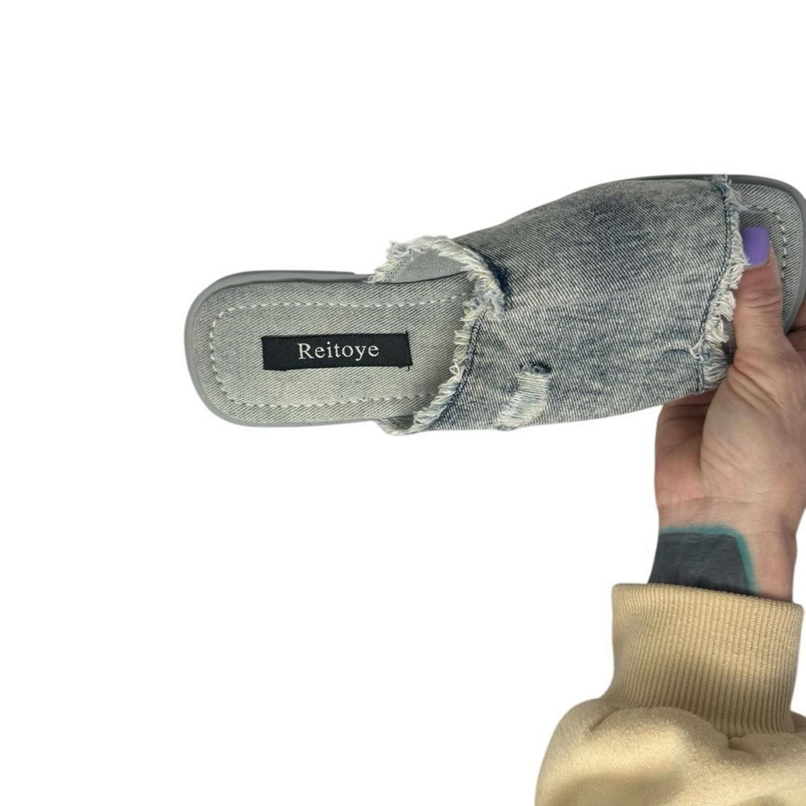Designer Reitoye. Women's Flat Denim Sandals. Size 8. Size US 8 / IT 38 - 5 Thumbnail