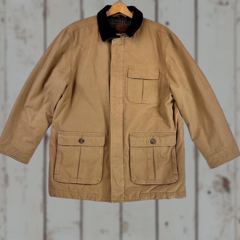 Vintage St. John's Bay Jacket Mens Large Canvas Barn Coat Leather Collar Plaid Lining Size US L / EU 52-54 / 3 - 1 Thumbnail