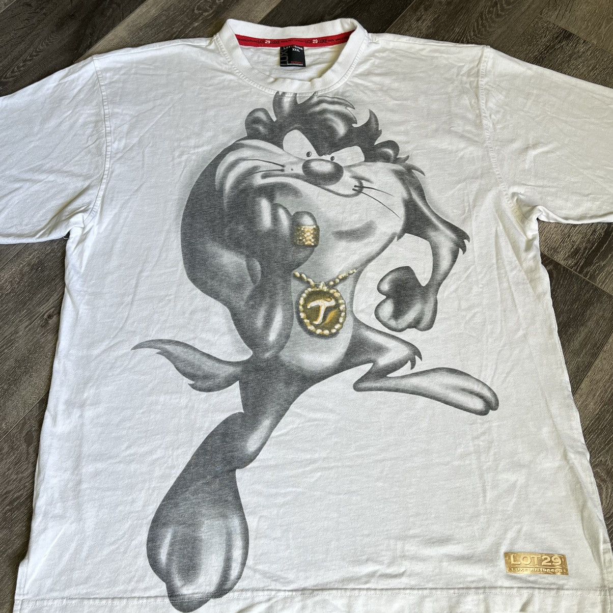 Warner Bros Vintage Lot29 Looney Tunes Tasmanian Devil Big Logo Rap Tee Size US XXL / EU 58 / 5 - 2 Thumbnail