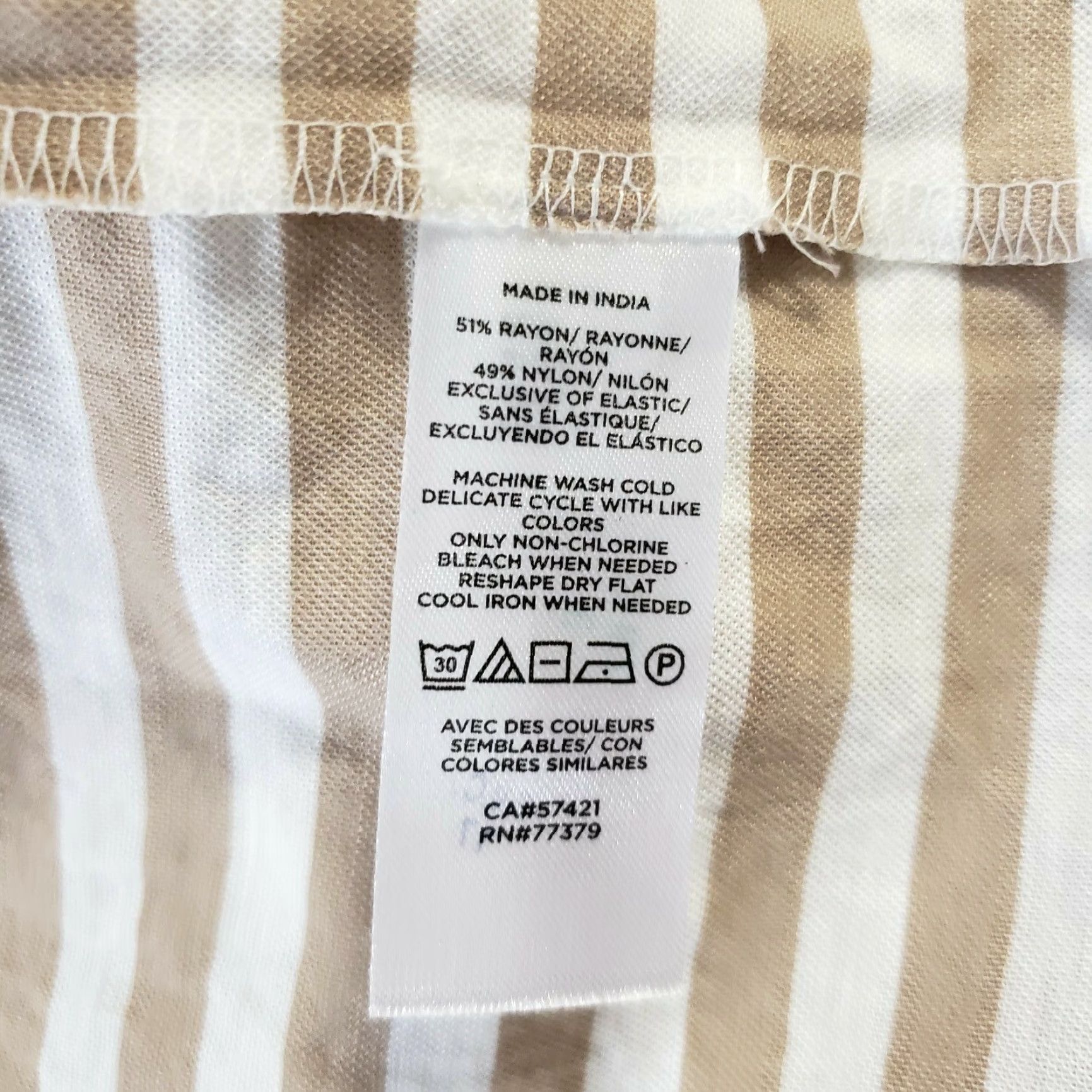 Ann Taylor VINTAGE Ann Taylor Womens Smocked Stripe Top Sz Large Tan White Square Neck 3/4 Sleeve Size L / US 10 / IT 46 - 5 Thumbnail