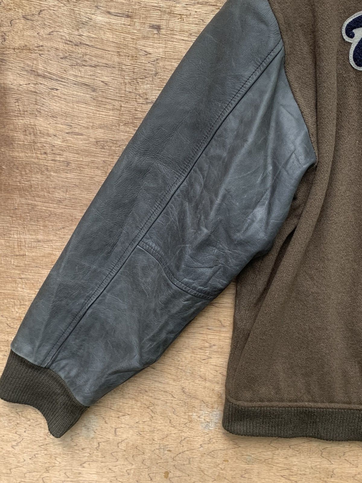 Leather Rare.. Timberland Weathergear Leather Sleeve Varsity Jacket Size US L / EU 52-54 / 3 - 13 Thumbnail