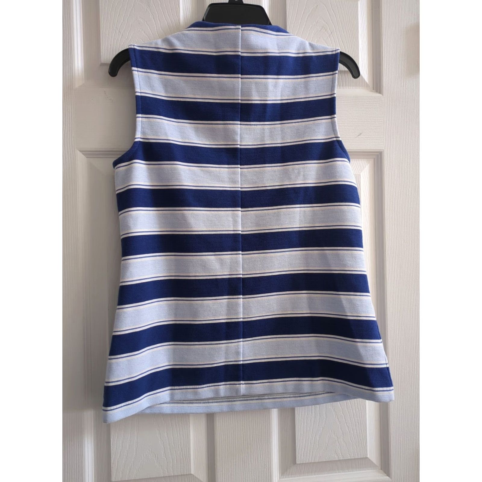 Talbots Talbots Tank Shirt Sleeveless High Neck Size M Striped Bright Blue White Light Cotton Polyester Spandex Button Women Regular - Tank Size M / US 6-8 / IT 42-44 - 3 Thumbnail
