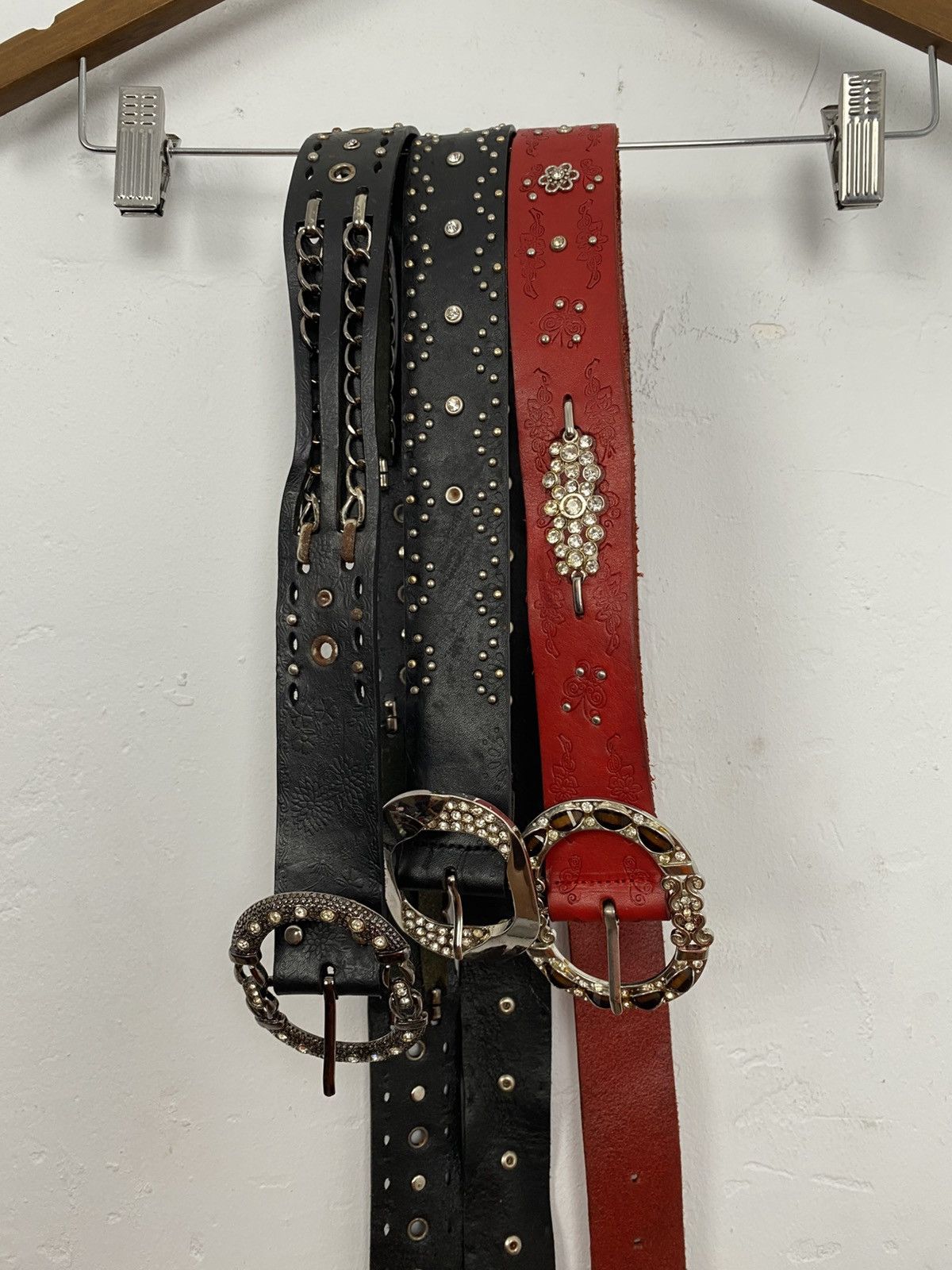 If Six Was Nine Black crystal studded 100% leather belt Size ONE SIZE - 6 Thumbnail