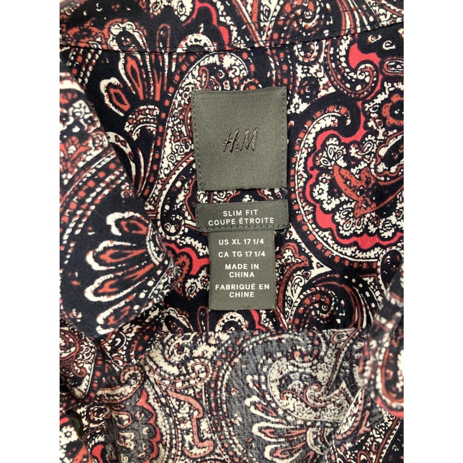 H&M HM Shirt Mens XL Slim Fit Paisley Modern Multicolor Size US XL / EU 56 / 4 - 5 Thumbnail