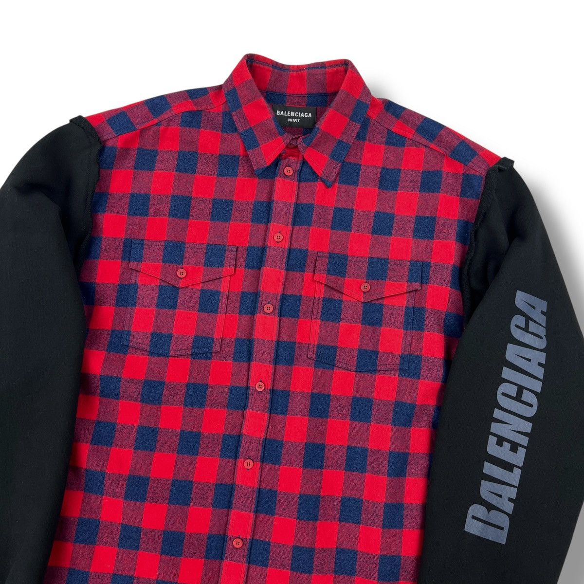 Balenciaga Balenciaga FW21 Layered Flannel Sweatshirt Size US L / EU 52-54 / 3 - 1 Thumbnail