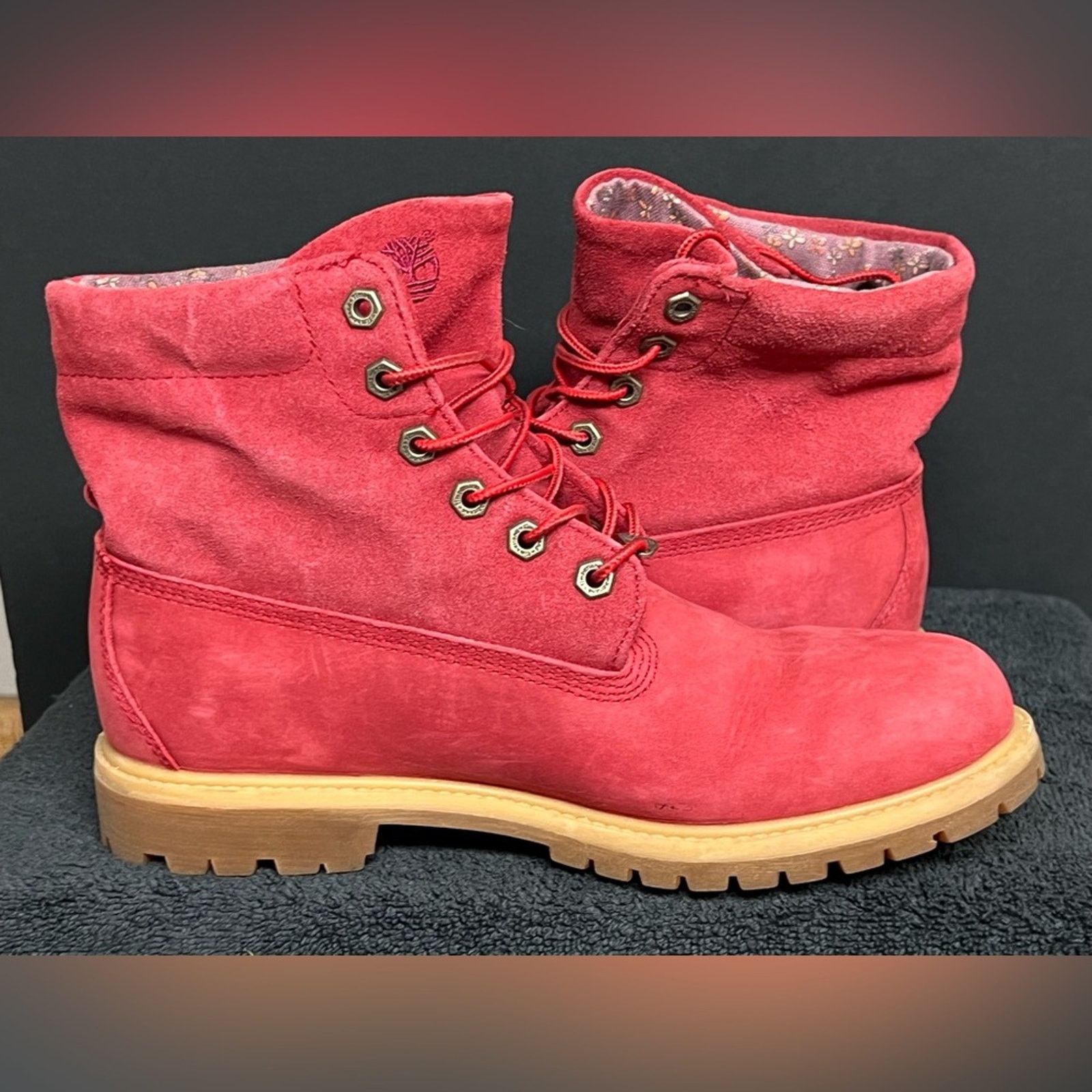 Timberland Women Red Limited Premium Leather Waterproof Boot