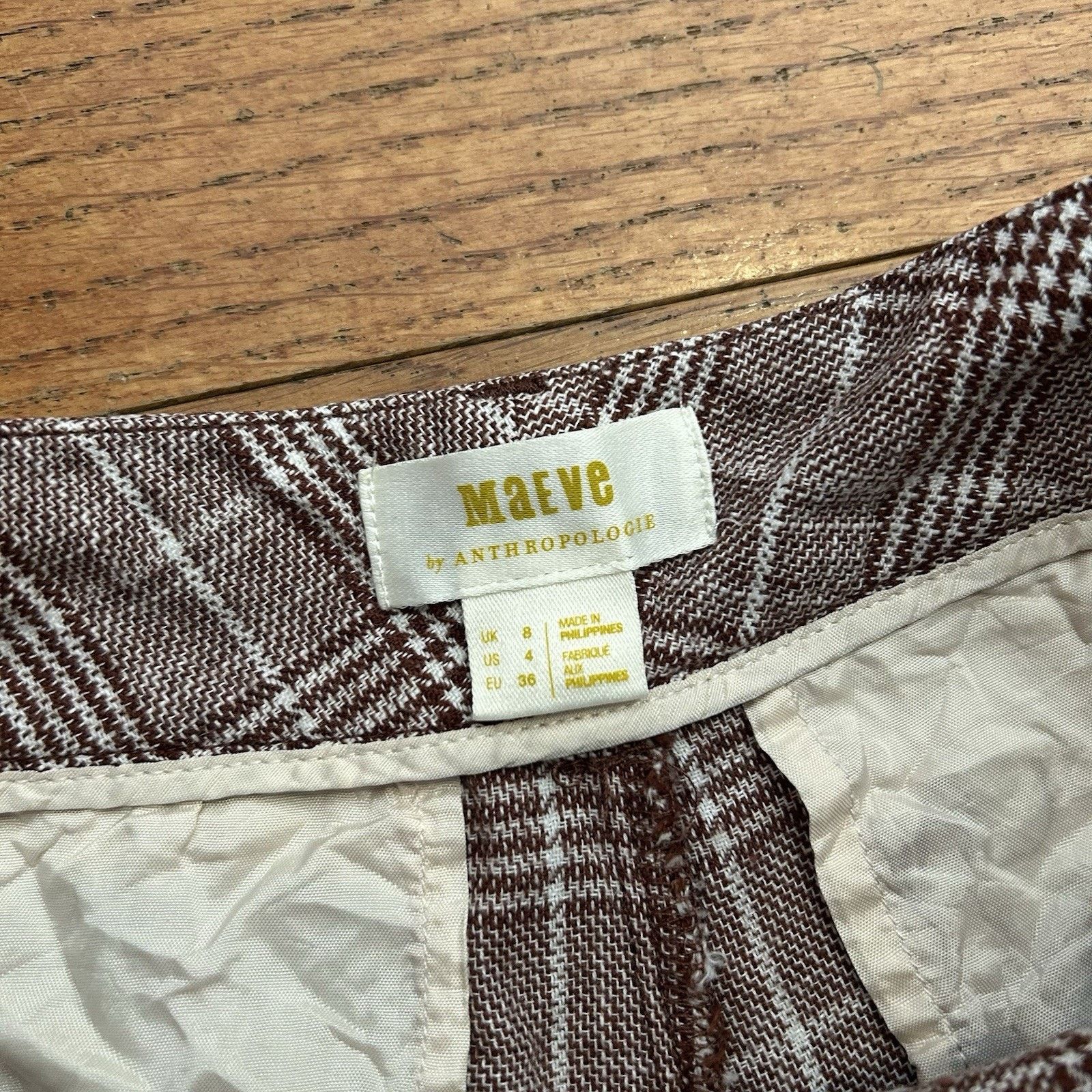 Anthropologie Maeve Avery Pleated Linen Plaid Wide Leg Pants 4 Size 27" / US 4 / IT 40 - 3 Thumbnail