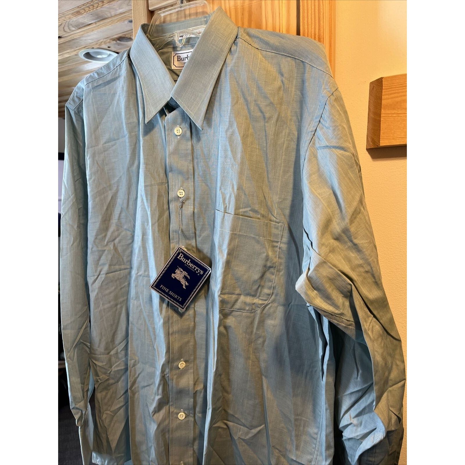 Burberry Burberry Men’s 16.5 34 Green Grey LS Button Up Cotton Shirt Size US L / EU 52-54 / 3 - 7 Thumbnail
