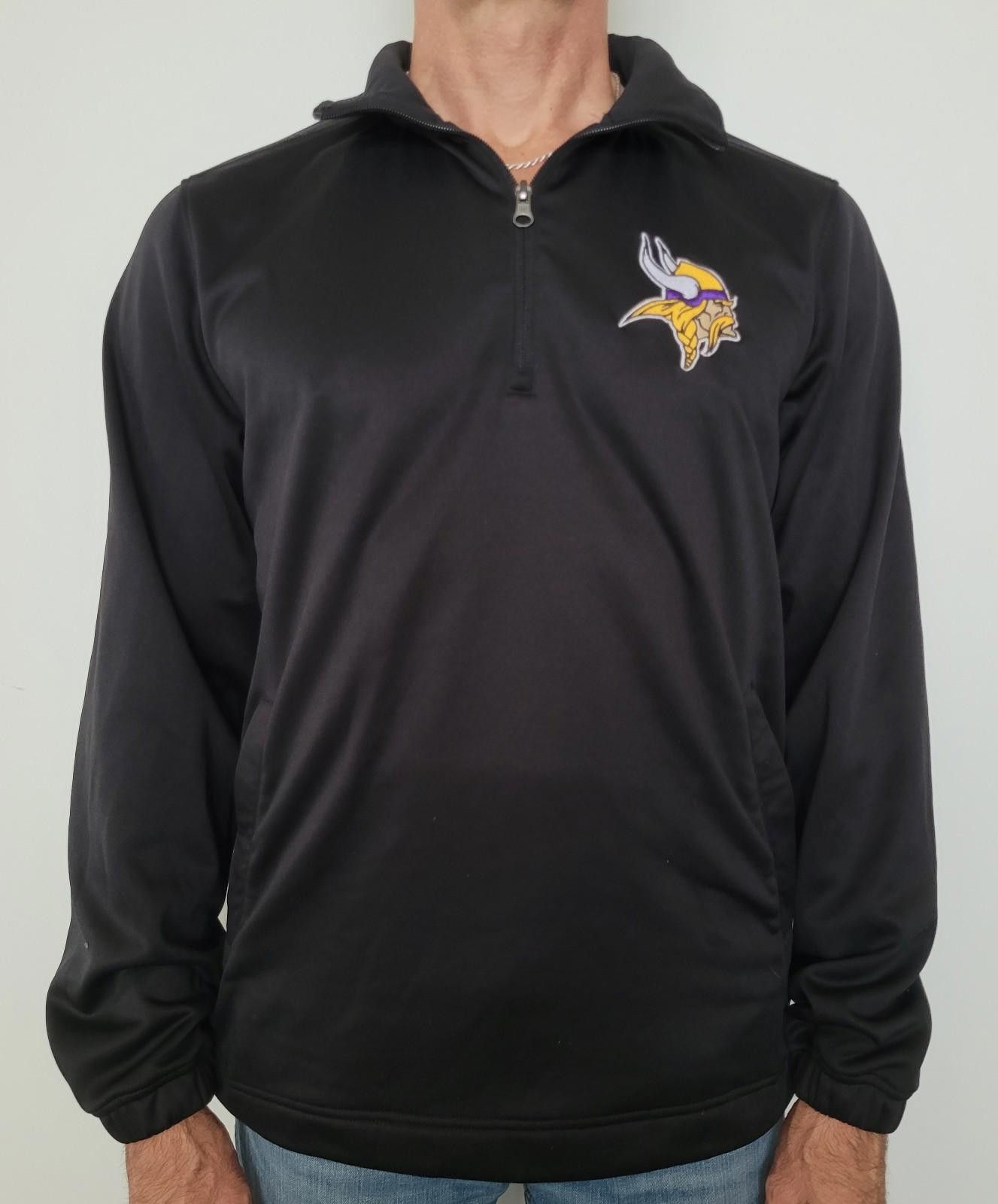 NFL NFL Minnesota Vikings 1/4 Zip Sweatshirt Black Men's Medium Size ONE SIZE - 1 Thumbnail