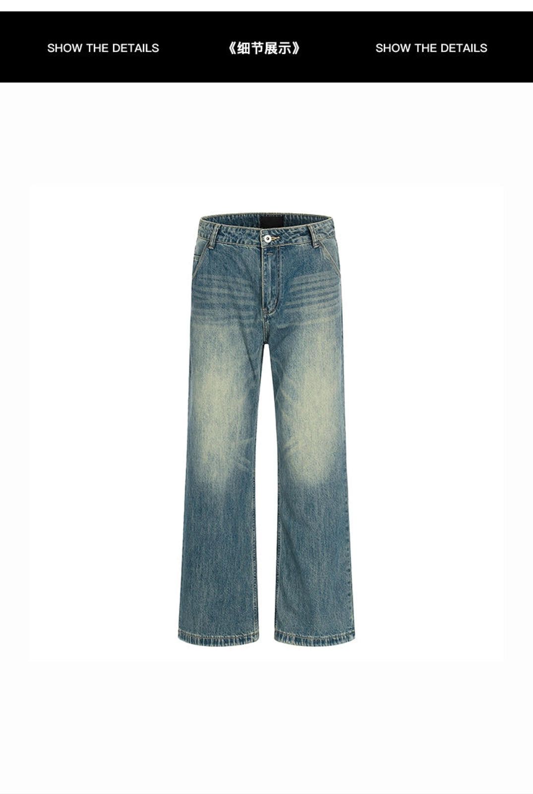 Vintage Blue Wide Leg Denim Jeans, Straight Fit Men's Jeans Size US 30 / EU 46 - 5 Thumbnail