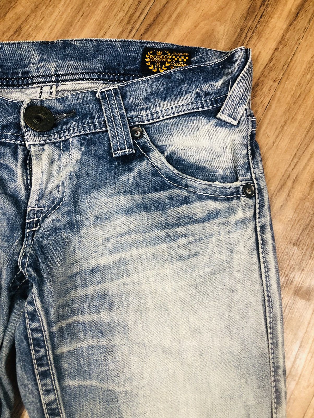 Japanese Brand Rodeo Crowns Distressed Jeans (33) Size 32" / US 10 / IT 46 - 6 Thumbnail
