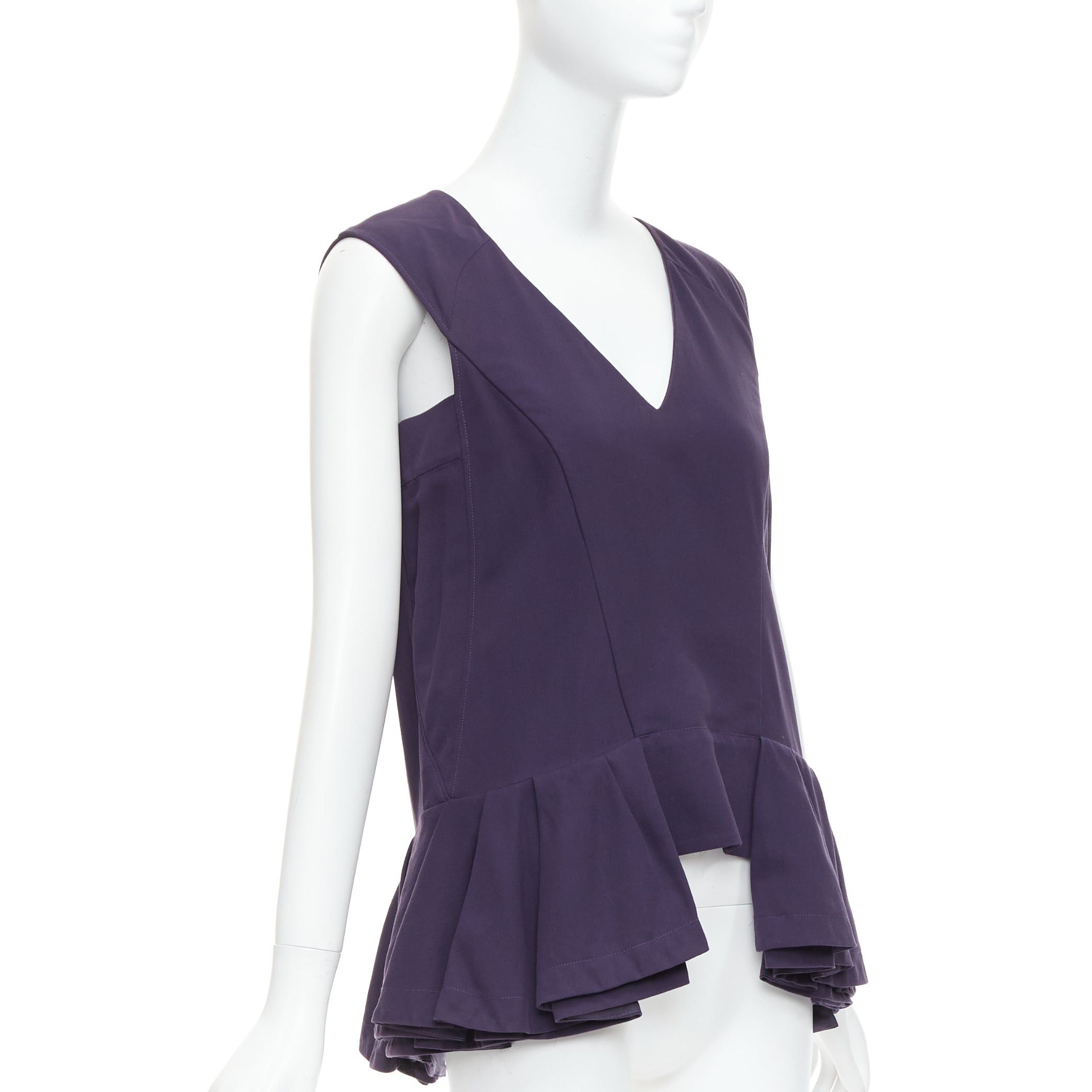 Marni MARNI purple cotton silk Vneck peplum hi low tunic top IT40 S Size S / US 4 / IT 40 - 1 Thumbnail