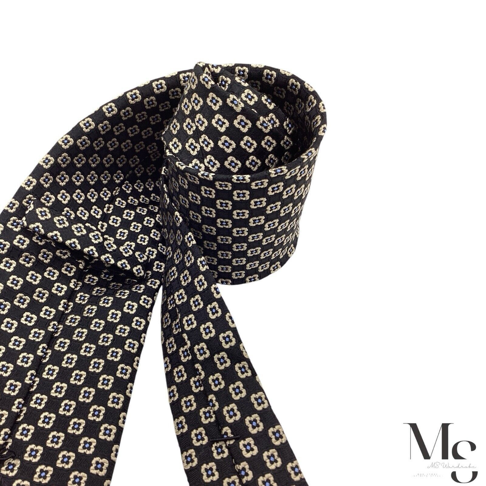 Daniel Cremieux DANIEL CREMIEUX XL Black Floral Silk Tie Hand Made In USA W: Size ONE SIZE - 4 Thumbnail