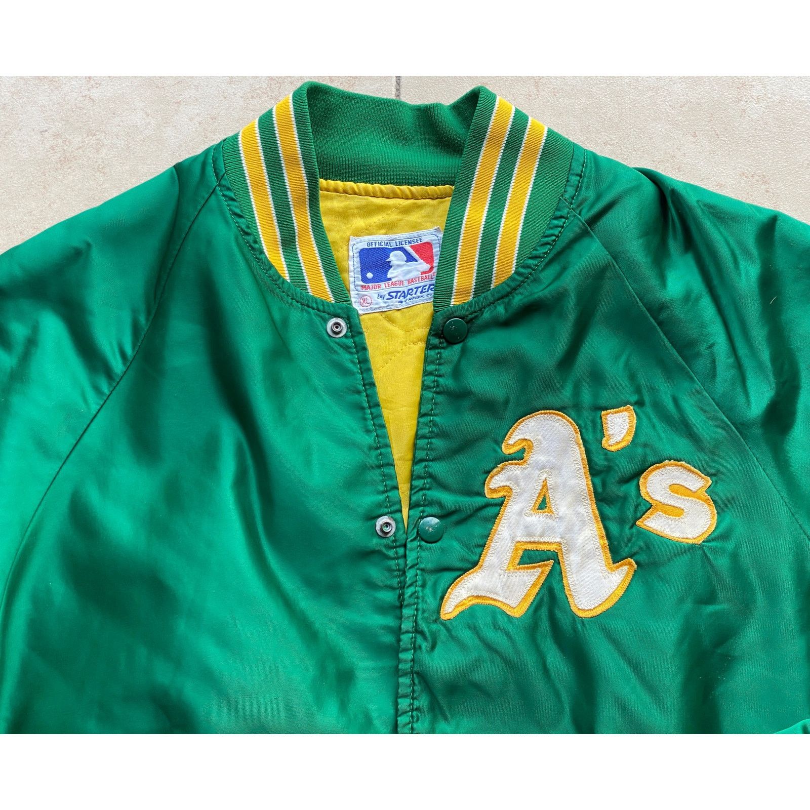 MLB × Starter Oakland A's 90s STARTER satin bomber XL green MLB vintage Size US XL / EU 56 / 4 - 3 Thumbnail
