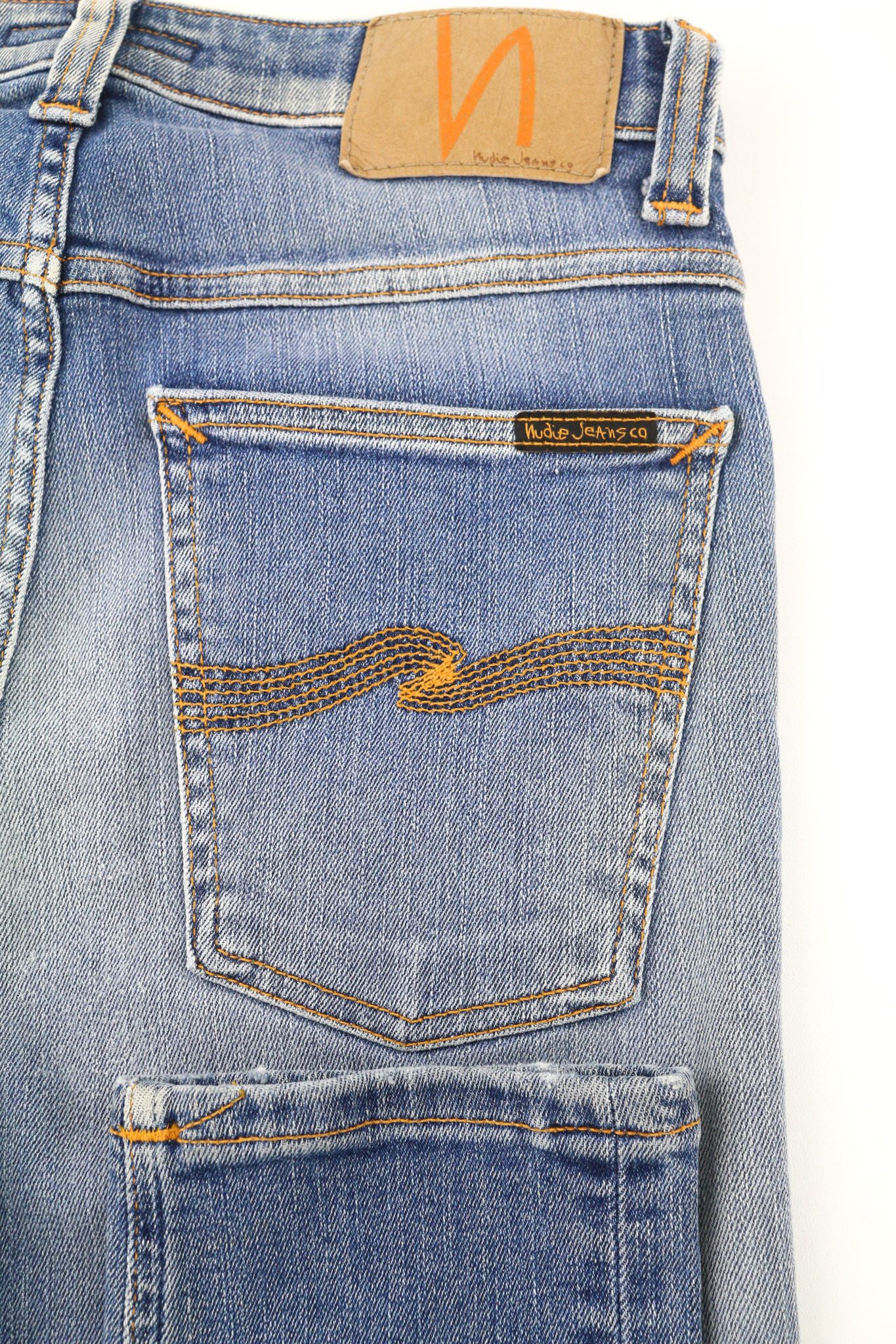Nudie Jeans HIGHTOP TILDE W28/L30 Blue Blocks Stretch Jeans 80455 Size US 28 / EU 44 - 5 Thumbnail