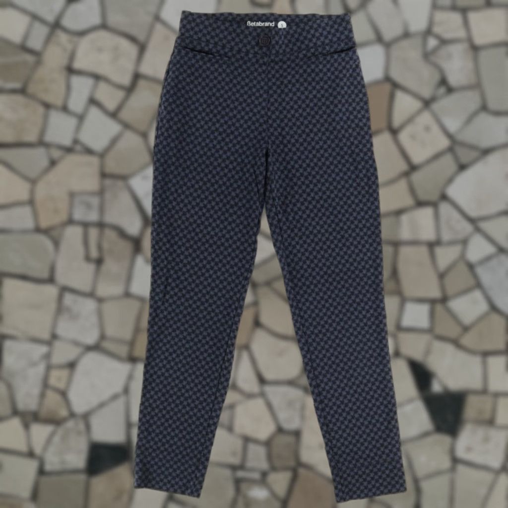 Vintage Betabrand Stretch Pants Women's S Gray Dog Houndstooth Rayon Woven Size 28" / US 6 / IT 42 - 1 Thumbnail
