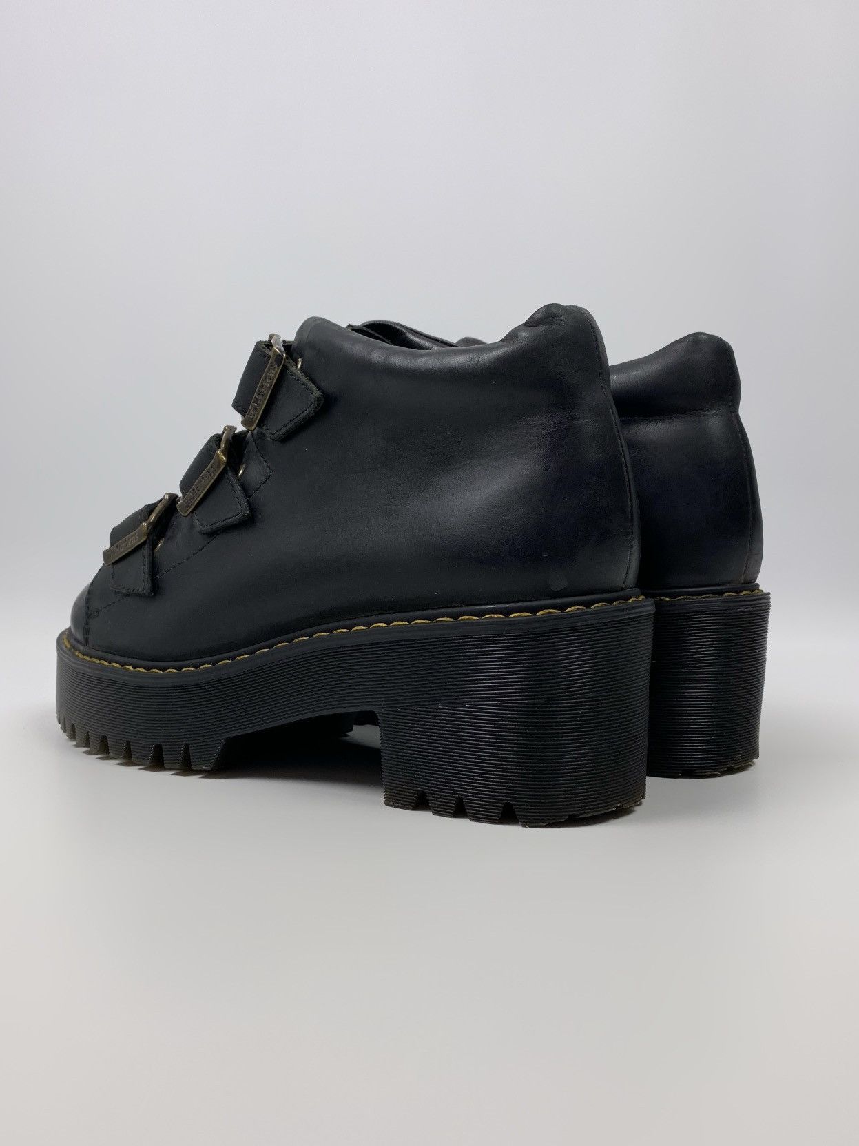 Dr. Martens Dr. Martens Coppola Black Leather Belt Chunky Ankle Boots Size US 8.5 / IT 38.5 - 3 Thumbnail
