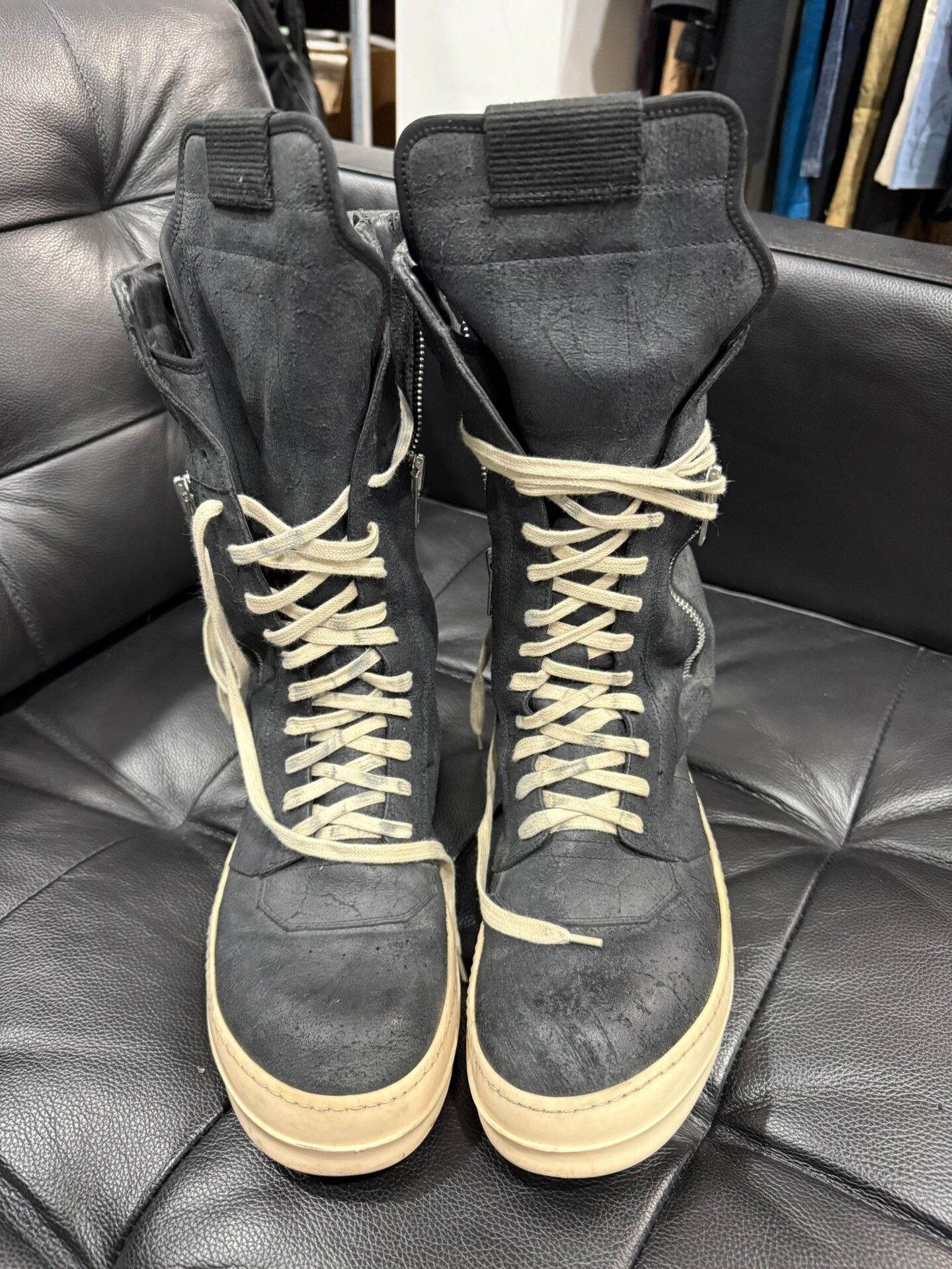 Rick Owens Rick Owens Suede Distressed High-Top Boots Size US 9 / EU 42 - 1 Thumbnail