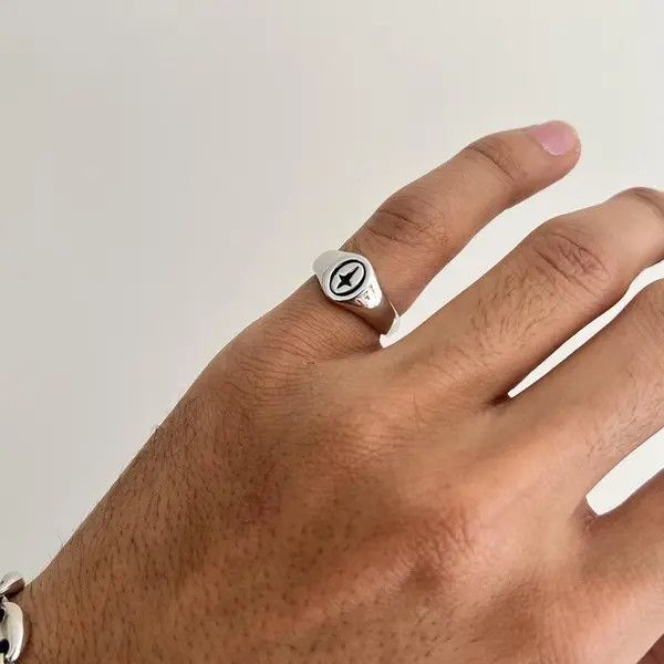 Jewelry silver cross signet stainless steel ring Size ONE SIZE - 6 Thumbnail