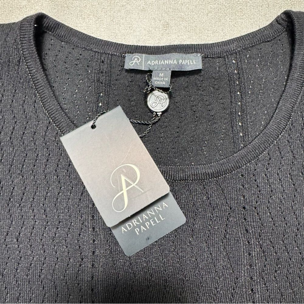 Adrianna Papell NWT New $89 Adrianna Papell Pointelle Knit Short Chiffon Sl Size M / US 6-8 / IT 42-44 - 7 Thumbnail