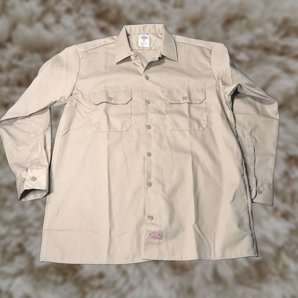 Dickies Long Sleeve Work Shirt Mens M Beige - 2 Pack