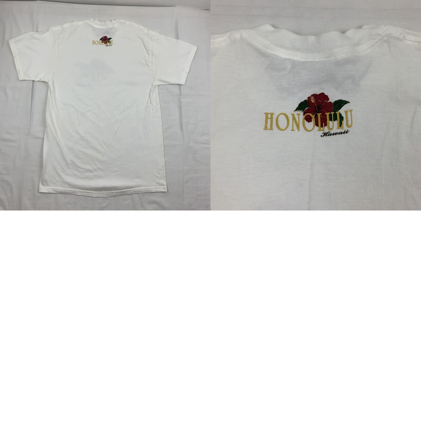 Hanes VINTAGE Honolulu Hawaii T Shirt Adult Medium White Island Floral 90s Aloha Mens Size US M / EU 48-50 / 2 - 8 Thumbnail