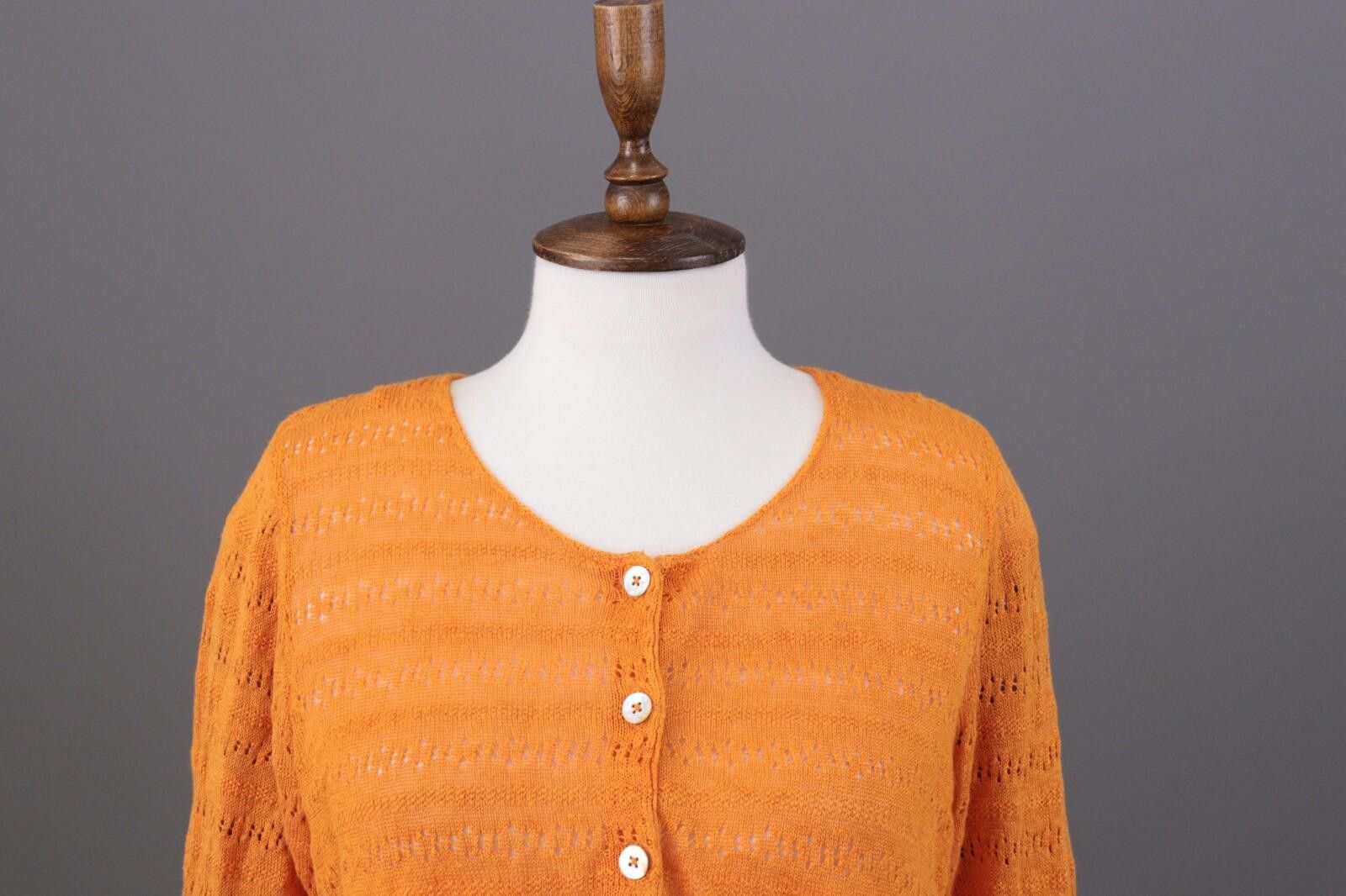 Designer Gudrun Sjoden Orange Linen Cardigan Sweater Size S Size S / US 4 / IT 40 - 2 Thumbnail
