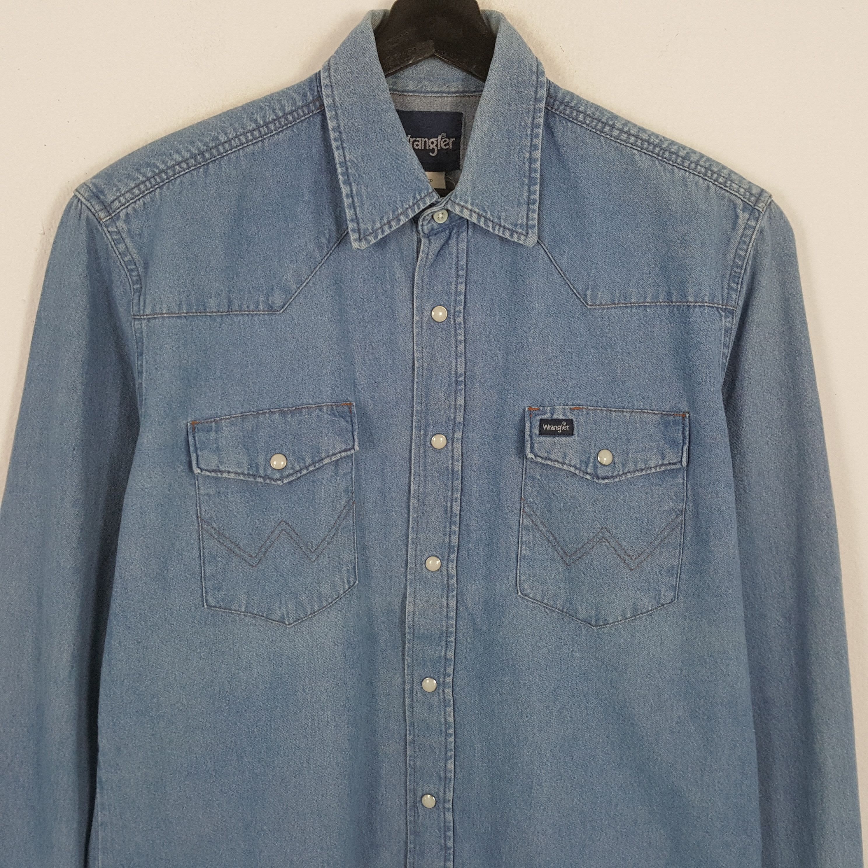 Vintage × Wrangler WRANGLER Shirt Double Pocket Design Fashion Style Size US L / EU 52-54 / 3 - 2 Thumbnail
