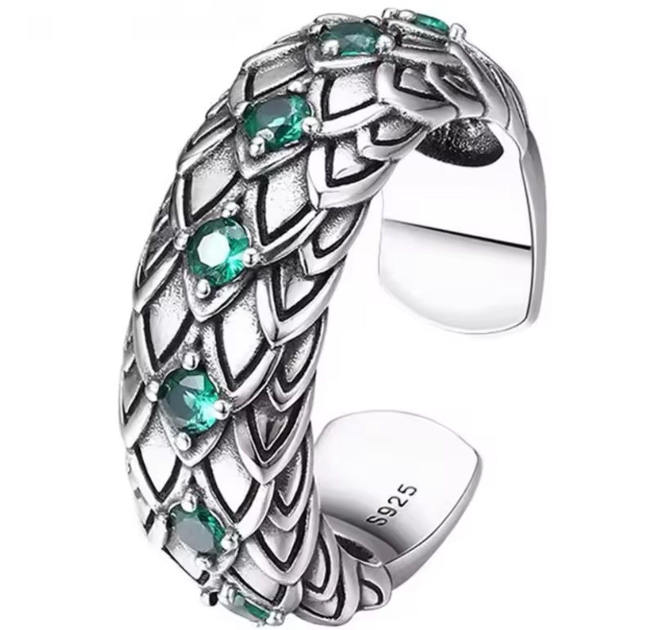 Jewelry Retro Green Crystal Scales Ring Size ONE SIZE - 3 Thumbnail
