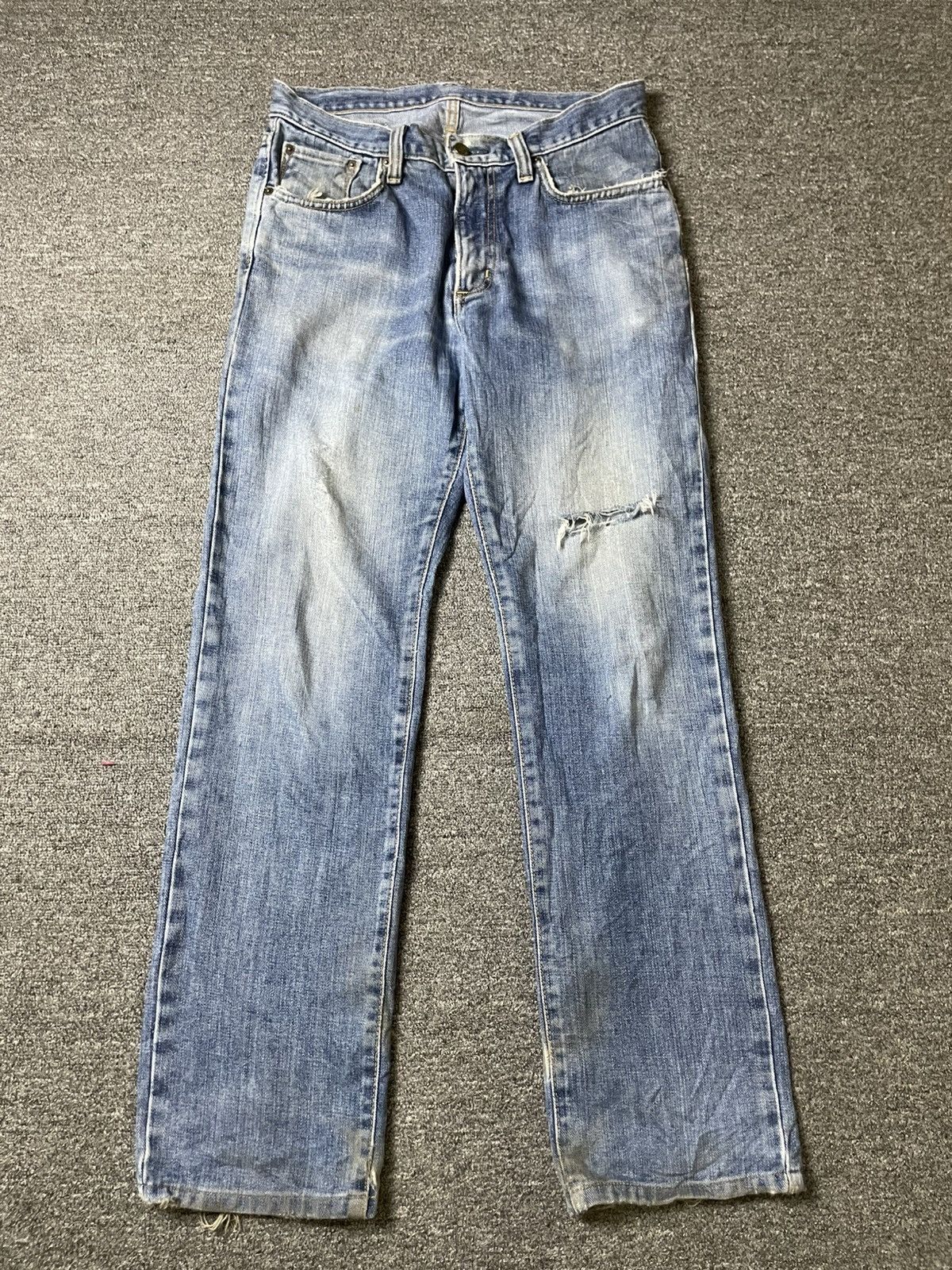 Edwin × Vintage EDWIN 403 Straight Cut Ripped Jeans (106) Size US 32 / EU 48 - 1 Thumbnail