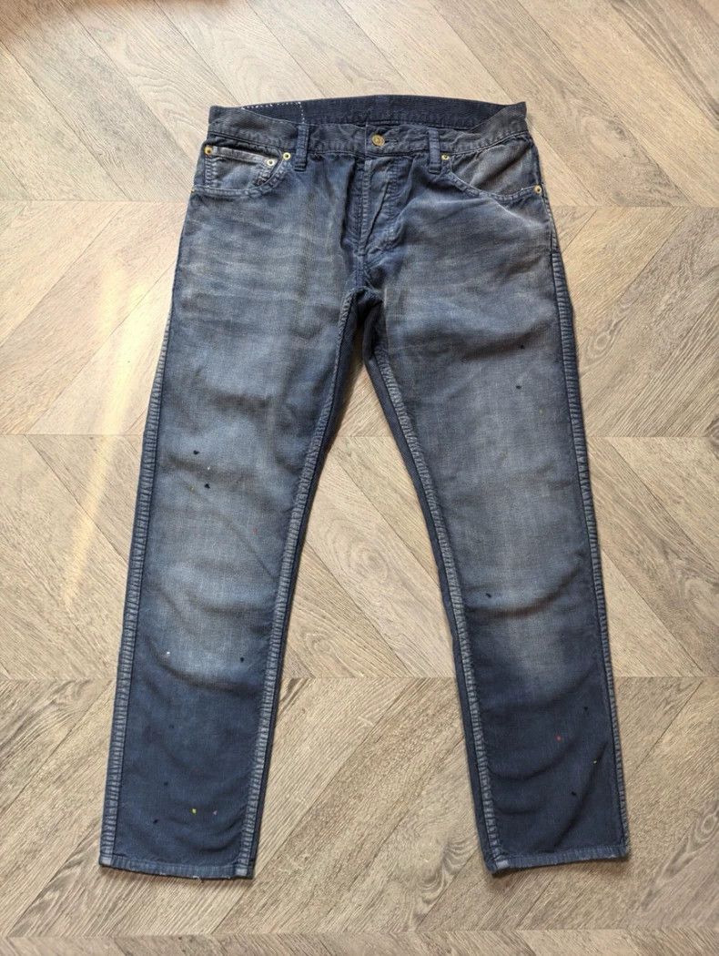 Visvim Visvim size 2 16AW ICT FLUXUS CORDS Blue-washed ink-splashe Size US 28 / EU 44 - 1 Thumbnail