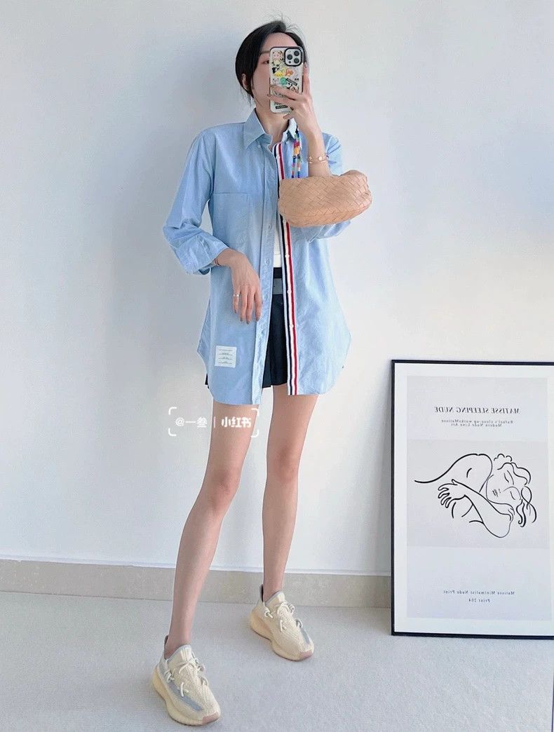 Thom Browne Thom Browne size2 Three-color collar shirt in blue Size US M / EU 48-50 / 2 - 9 Thumbnail