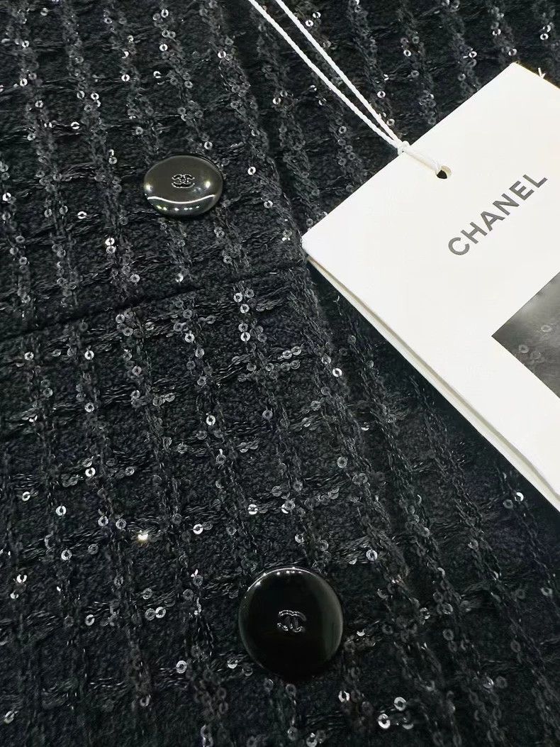Chanel Chanel 25C black dark checkered sequin single-breasted twe Size XXS / US 00 / IT 34 - 4 Thumbnail