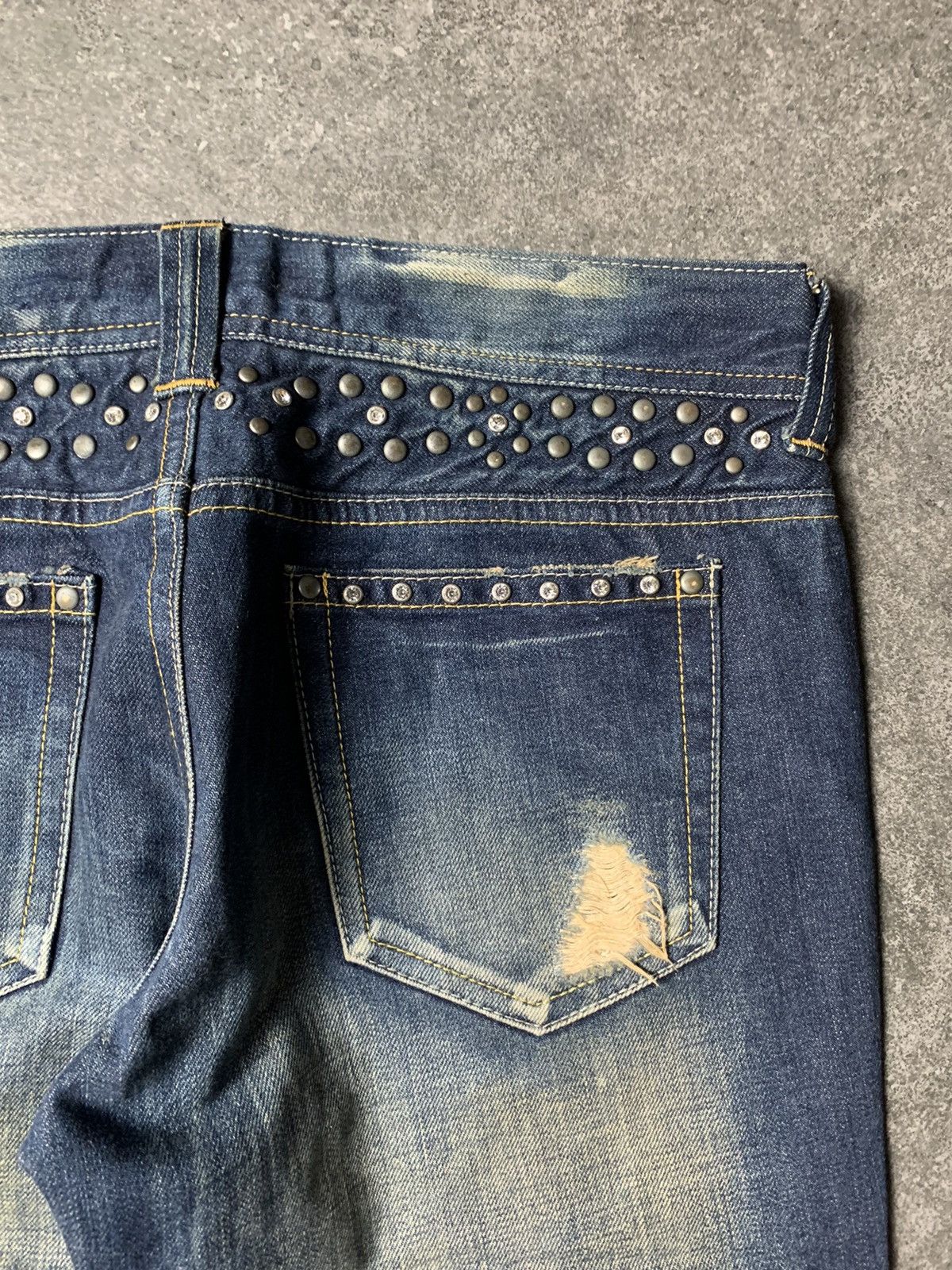 If Six Was Nine 2000s Varosh Studded Statement Mud Wash Flared Jeans Size US 32 / EU 48 - 13 Thumbnail