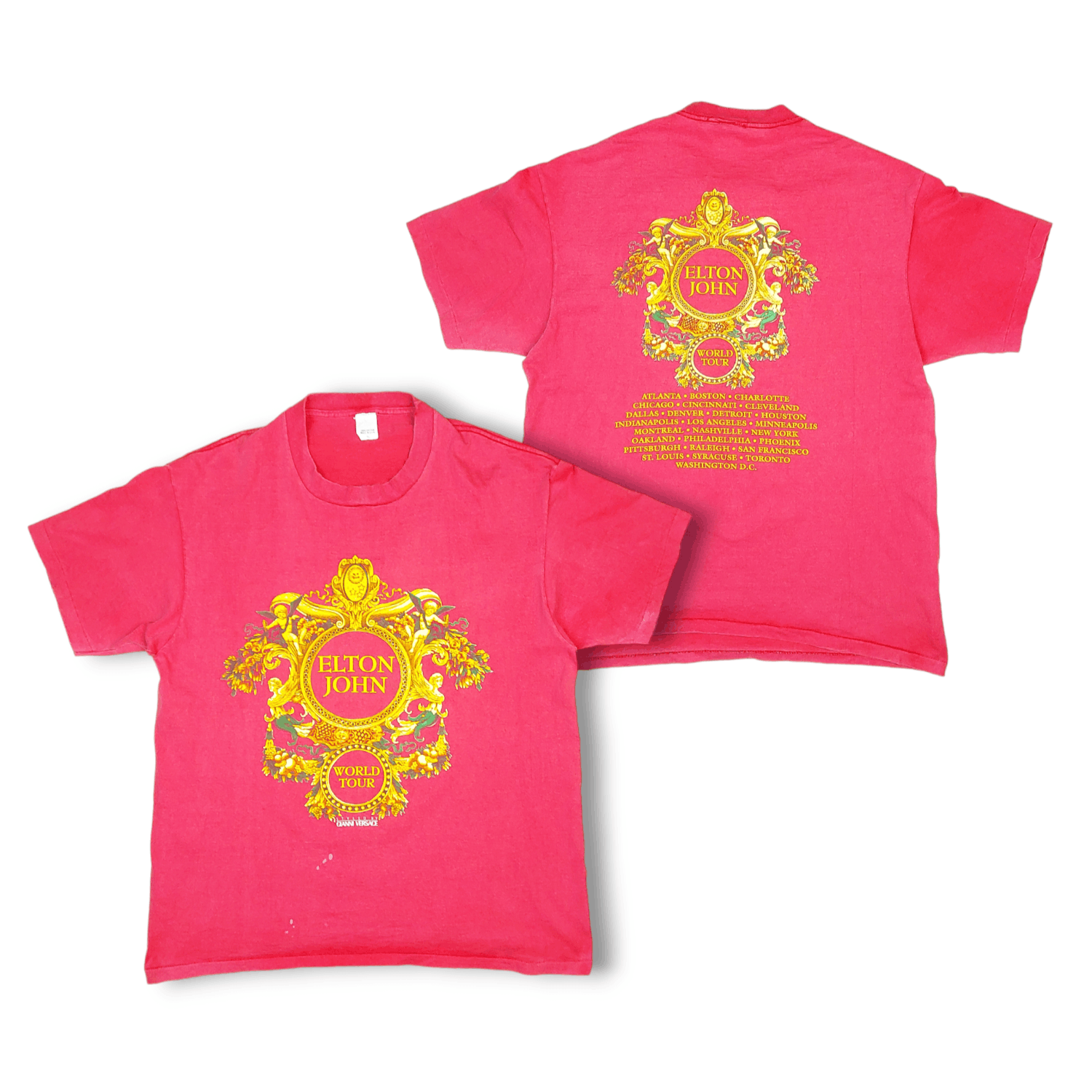 image of Tour Tee x Versace Vintage 90's Elton John 1992 World Tour Gianni Versace Tee in Red, Men's (Size X