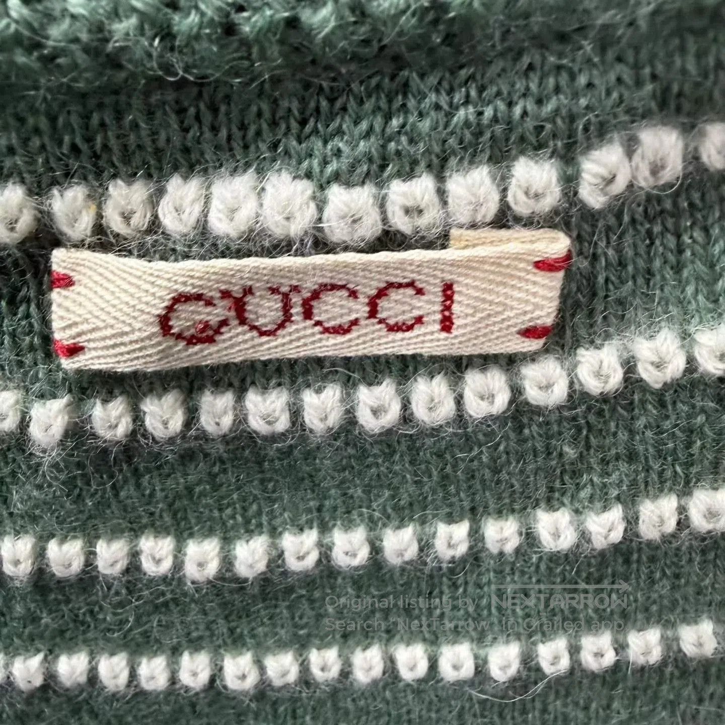 Gucci Gucci Green White Striped V-Neck Sweater. Size US M / EU 48-50 / 2 - 5 Thumbnail