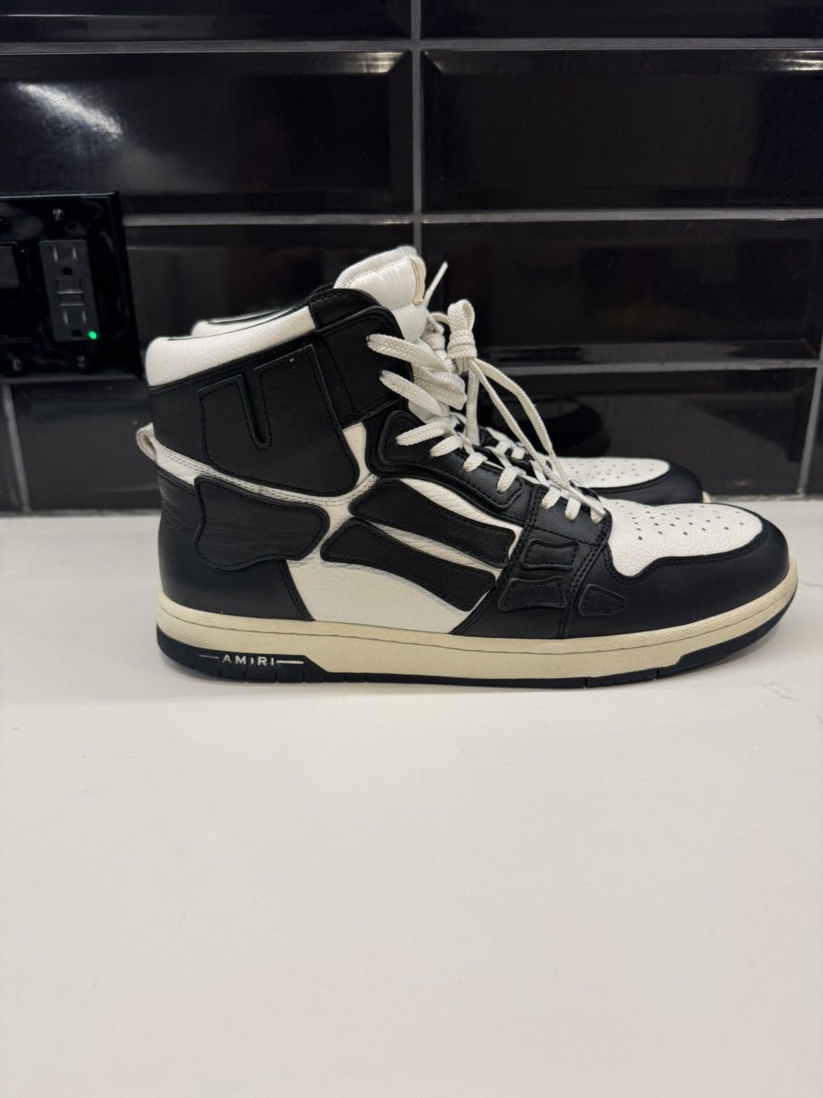 Amiri AMIRI Skel Top High Sneakers Black/White – Size 14 Size US 14 / EU 47 - 2 Thumbnail