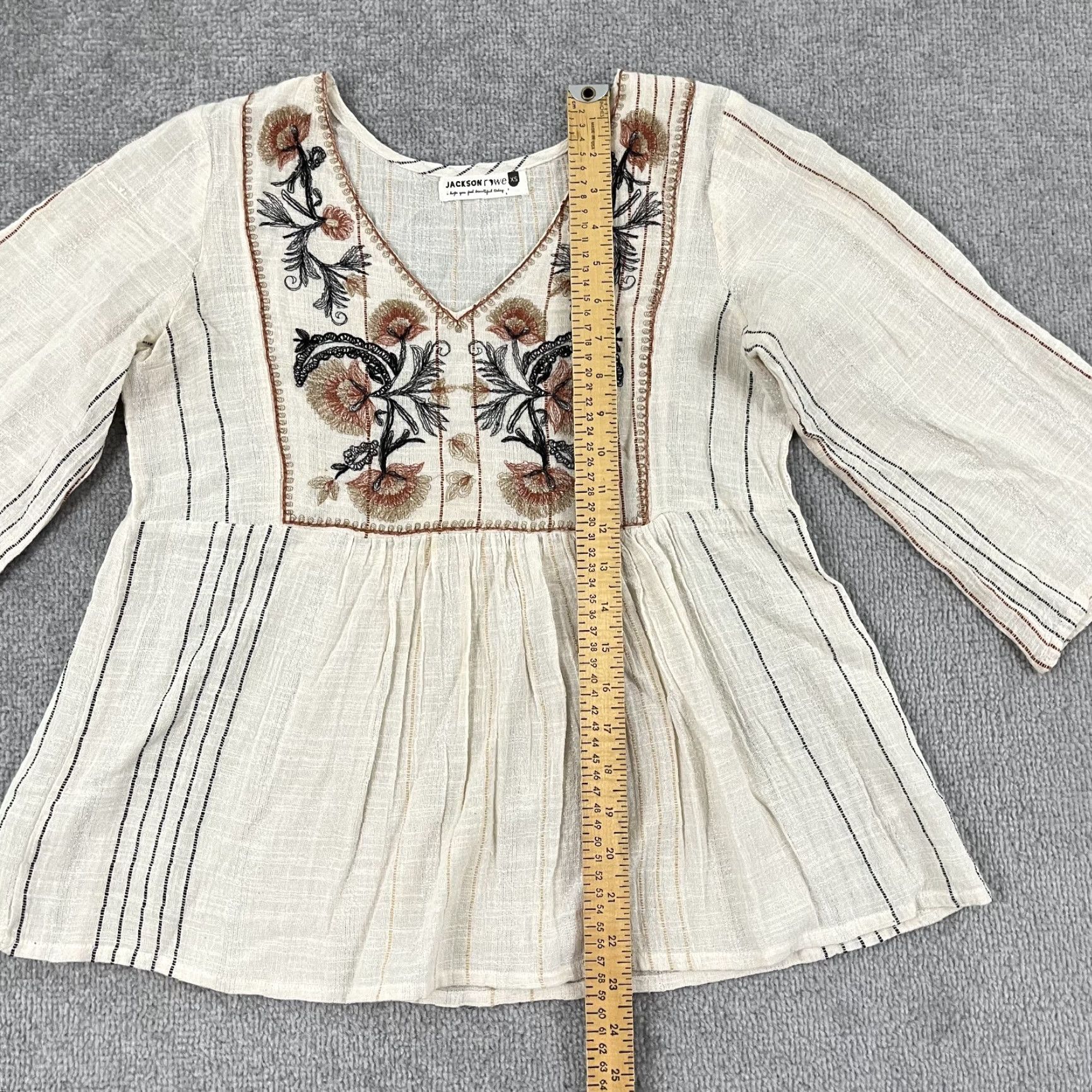 Vintage Jackson Rowe Blouse Womens XS Cream White Floral Prairie Fairy Minimalist BOHO Size XS / US 0-2 / IT 36-38 - 4 Thumbnail