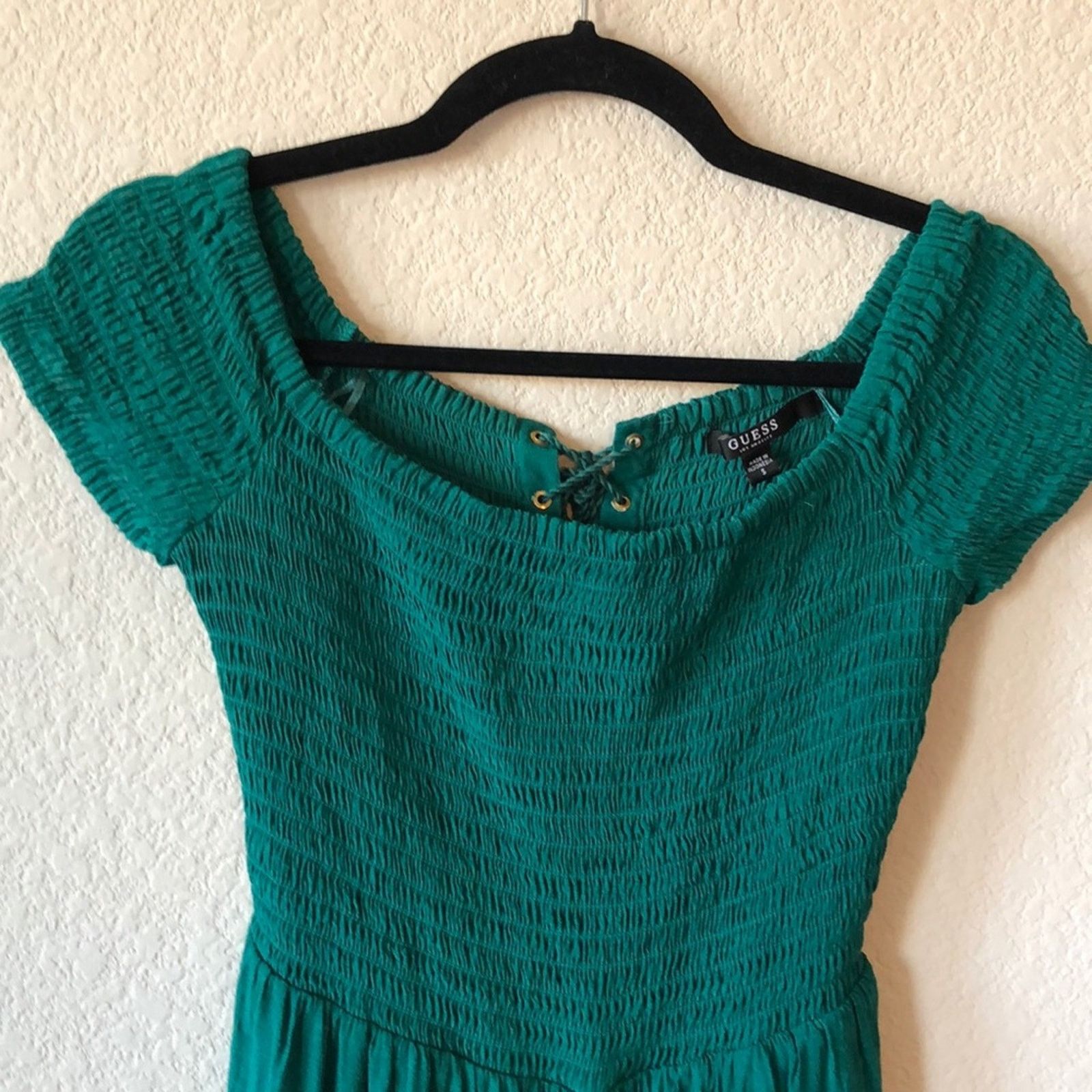Guess Guess Berry Lilly jumpsuit off shoulder wide leg green sz S Size 27" / US 4 / IT 40 - 5 Thumbnail