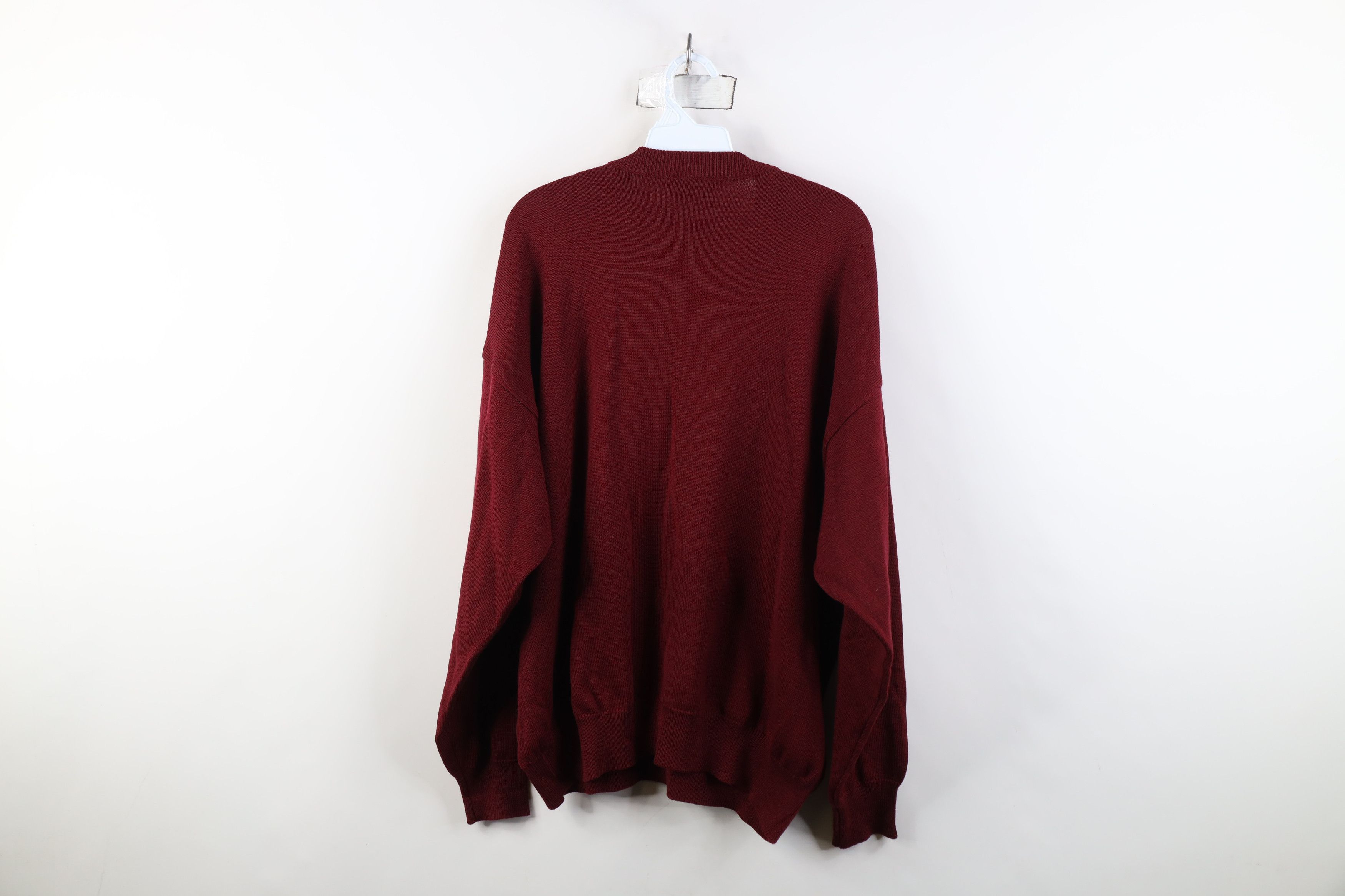 Vintage Vintage 90s Streetwear Wool Knit V-Neck Sweater Red Italy Size US XL / EU 56 / 4 - 11 Thumbnail