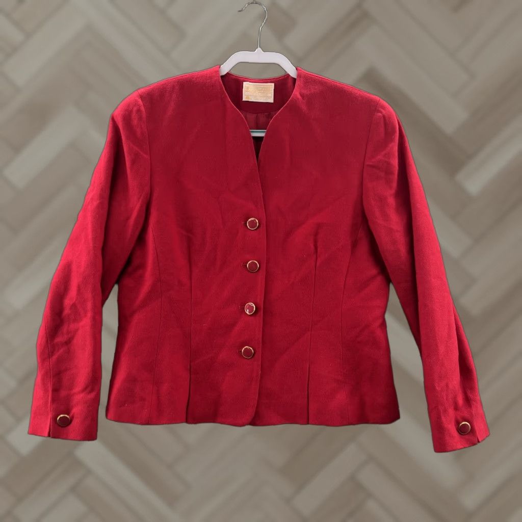 Pendleton Pendleton Blazer Womens 12 Red 100% Wool Cropped Yellow Label Vest? Size XL / US 12-14 / IT 48-50 - 1 Thumbnail