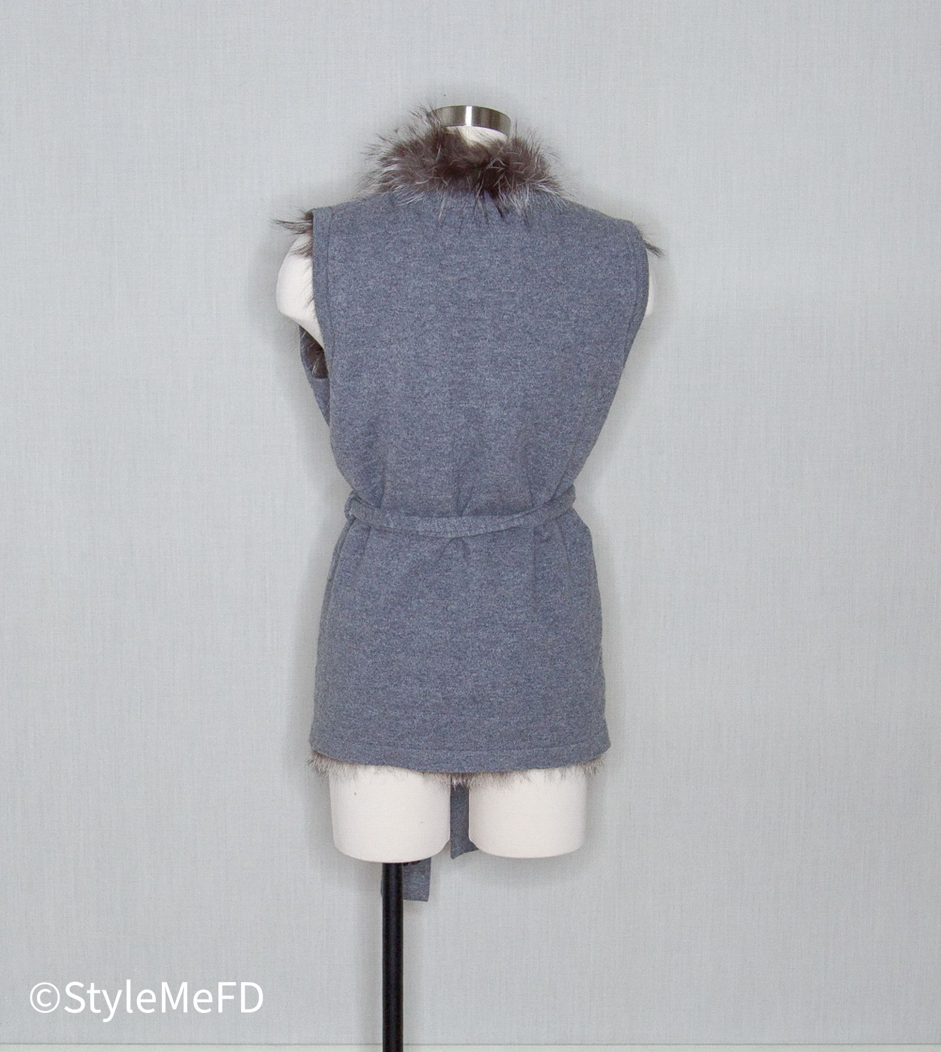 Vintage VINTAGE RENA LANGE Reversible Cashmere & Fur Vest Size L / US 10 / IT 46 - 4 Thumbnail