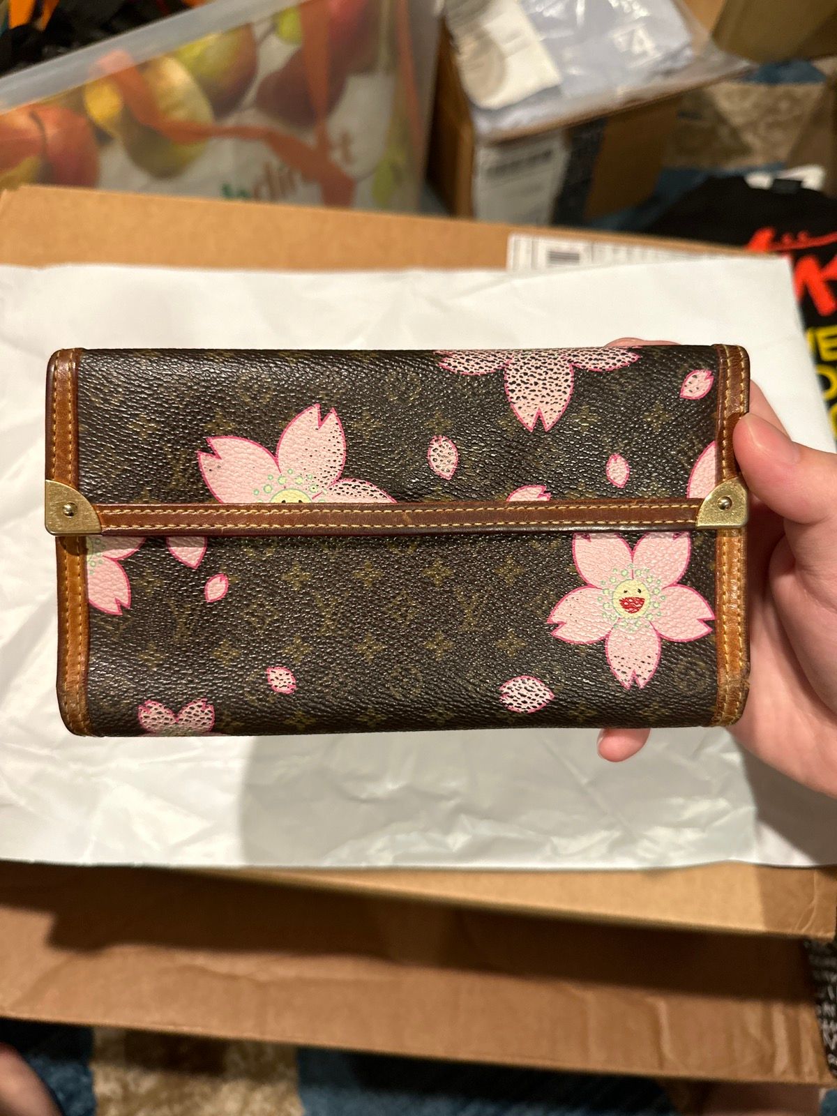 LOUIS VUITTON Takashi Murakami Cherry Blossom Coin Wallet Pochette Cle  M92015