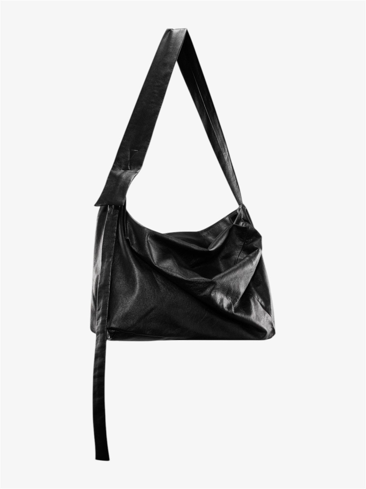 Yohji Yamamoto YOHJI YAMAMOTO Puff Large Cow Leather Crossbody Discord Bag Size ONE SIZE - 1 Thumbnail