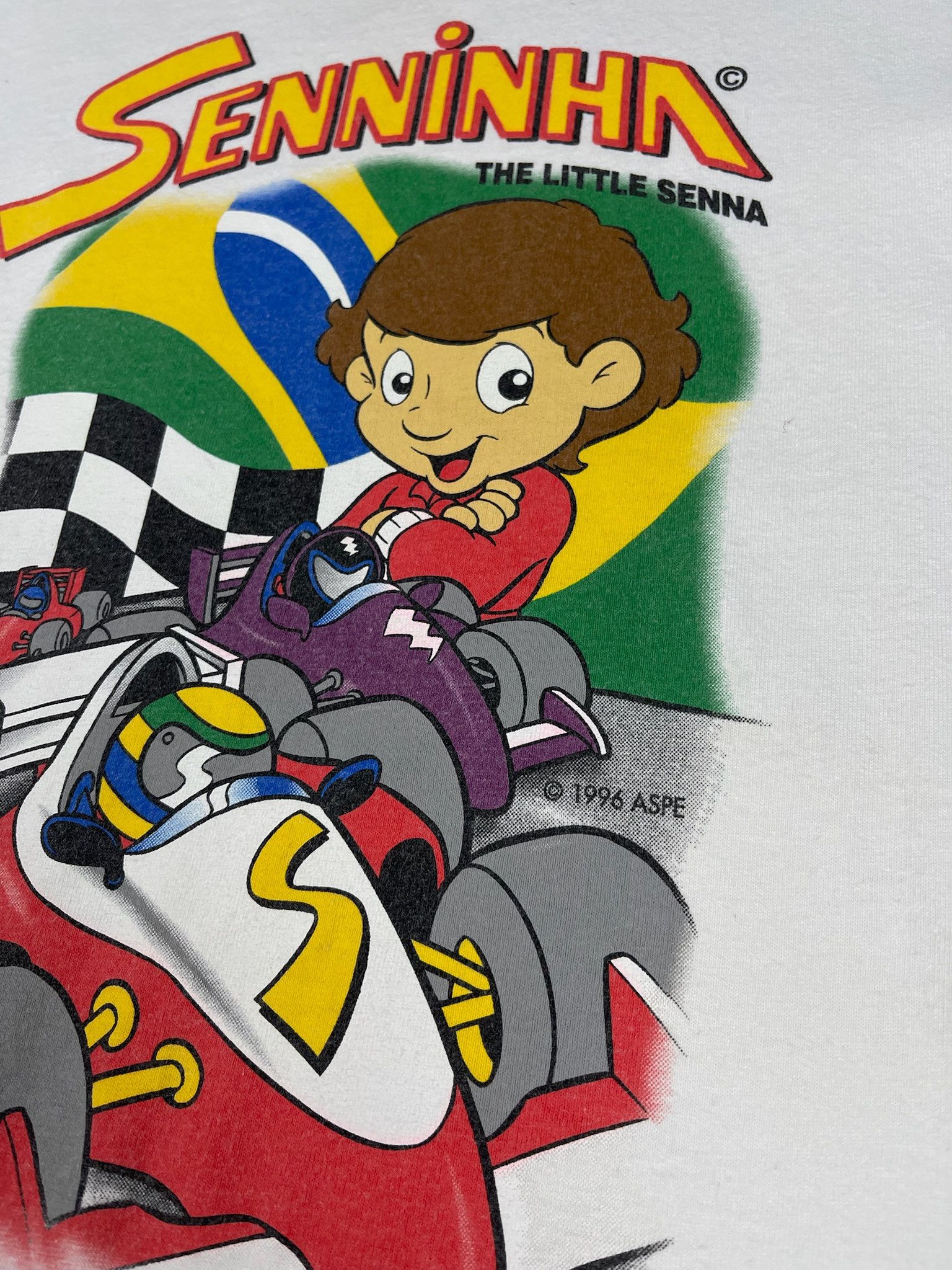 Anime Vtg Ayrton Senna Senninha Cartoon formula one 1996 Size US M / EU 48-50 / 2 - 3 Thumbnail
