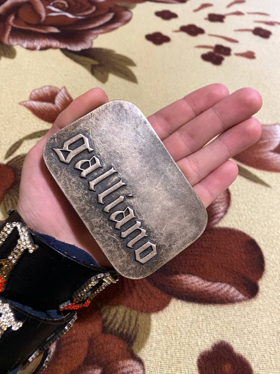 John Galliano JOHN GALLIANO METAL BUCKLE PEWTER LEATHER BELT Size ONE SIZE - 8 Thumbnail