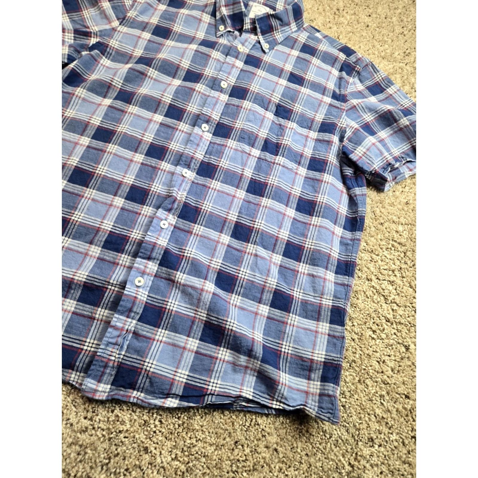 Brooks Brothers Brooks Brothers Shirt Mens L Blue Plaid Button Down Short Sleeve Casual Regular Fit Size US L / EU 52-54 / 3 - 2 Thumbnail
