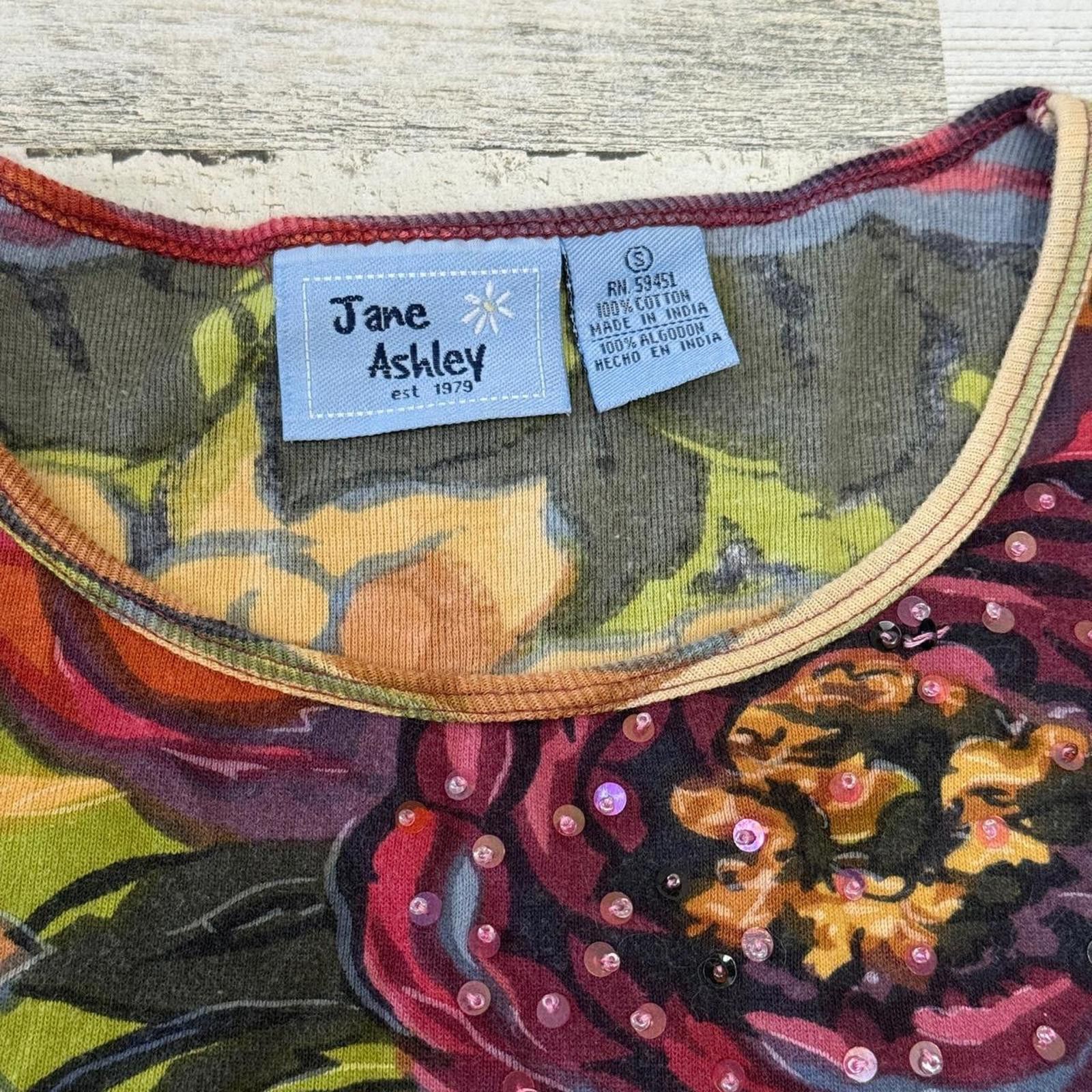 Designer Jane Ashley 90s floral print top with sequins Size S / US 4 / IT 40 - 6 Thumbnail