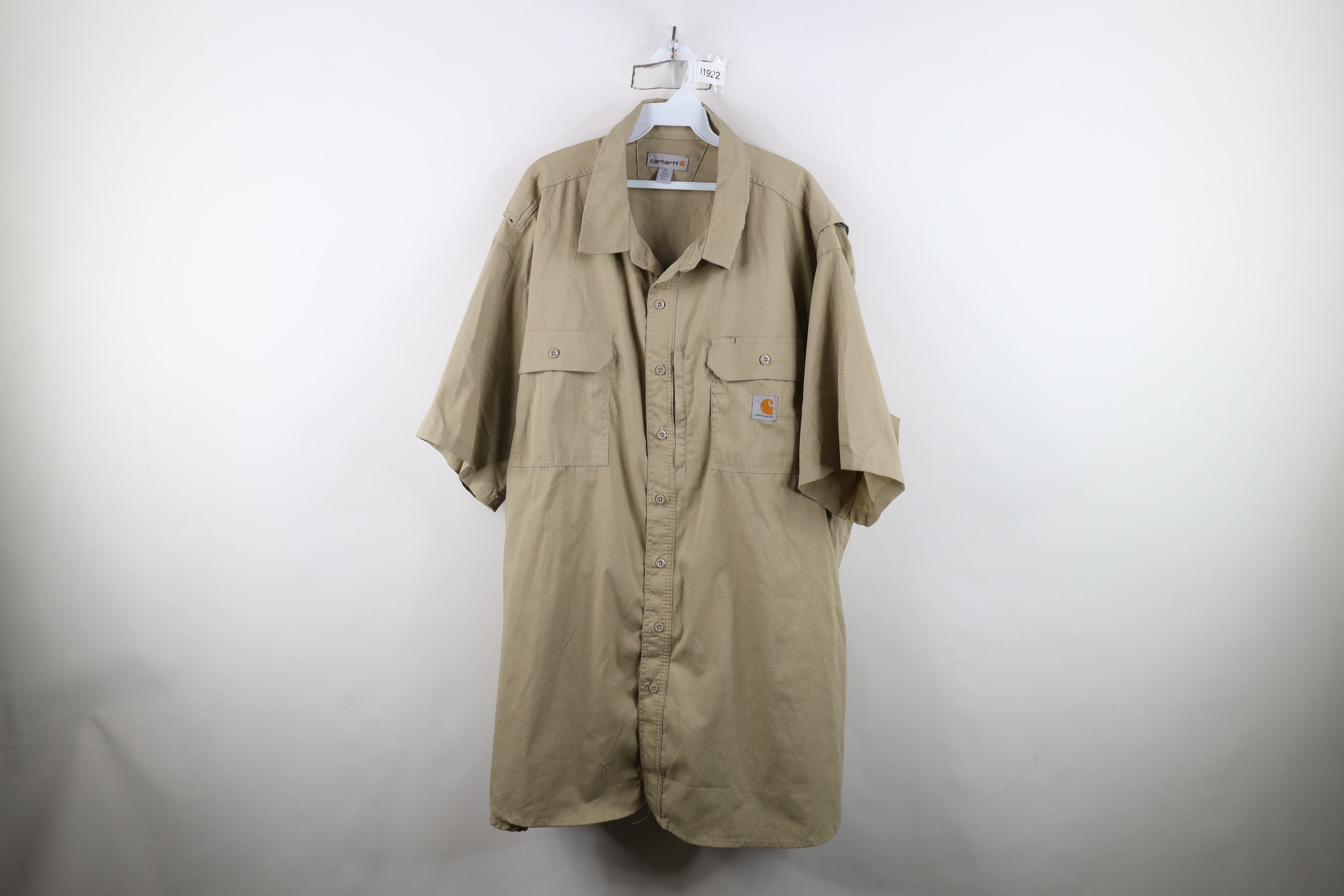 Carhartt Vintage Y2K Carhartt Ripstop Short Sleeve Button Shirt Beige Size US XXL / EU 58 / 5 - 1 Thumbnail